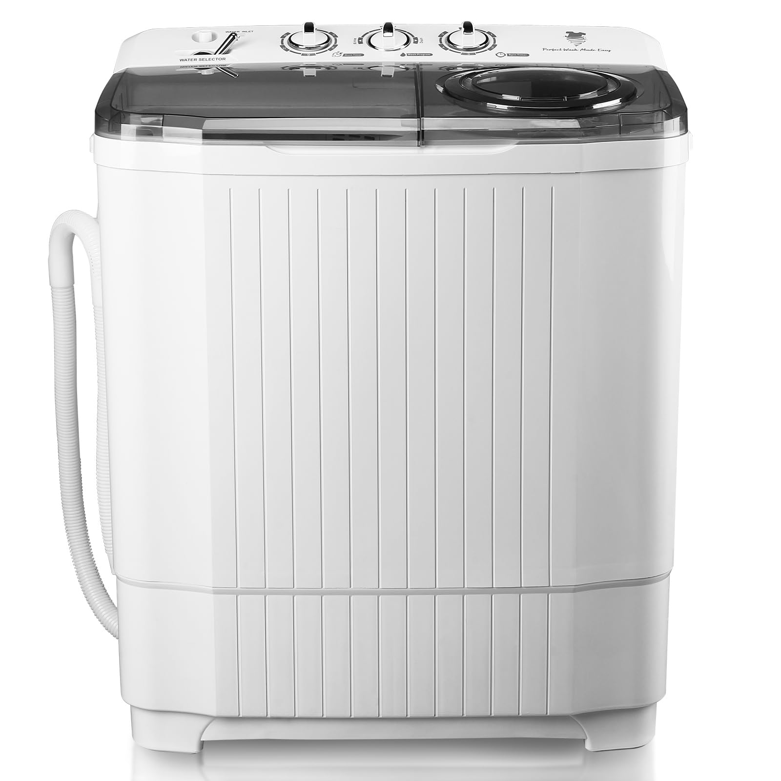 28Lbs Twin Tub Semi-Automatic Washing Machine with Drain Pump - Portable Laundry Washer & Spin Dryer for Home, Apartment, Dorm & RV Use - Perfect for Small Spaces, Camping & Off-Grid Living