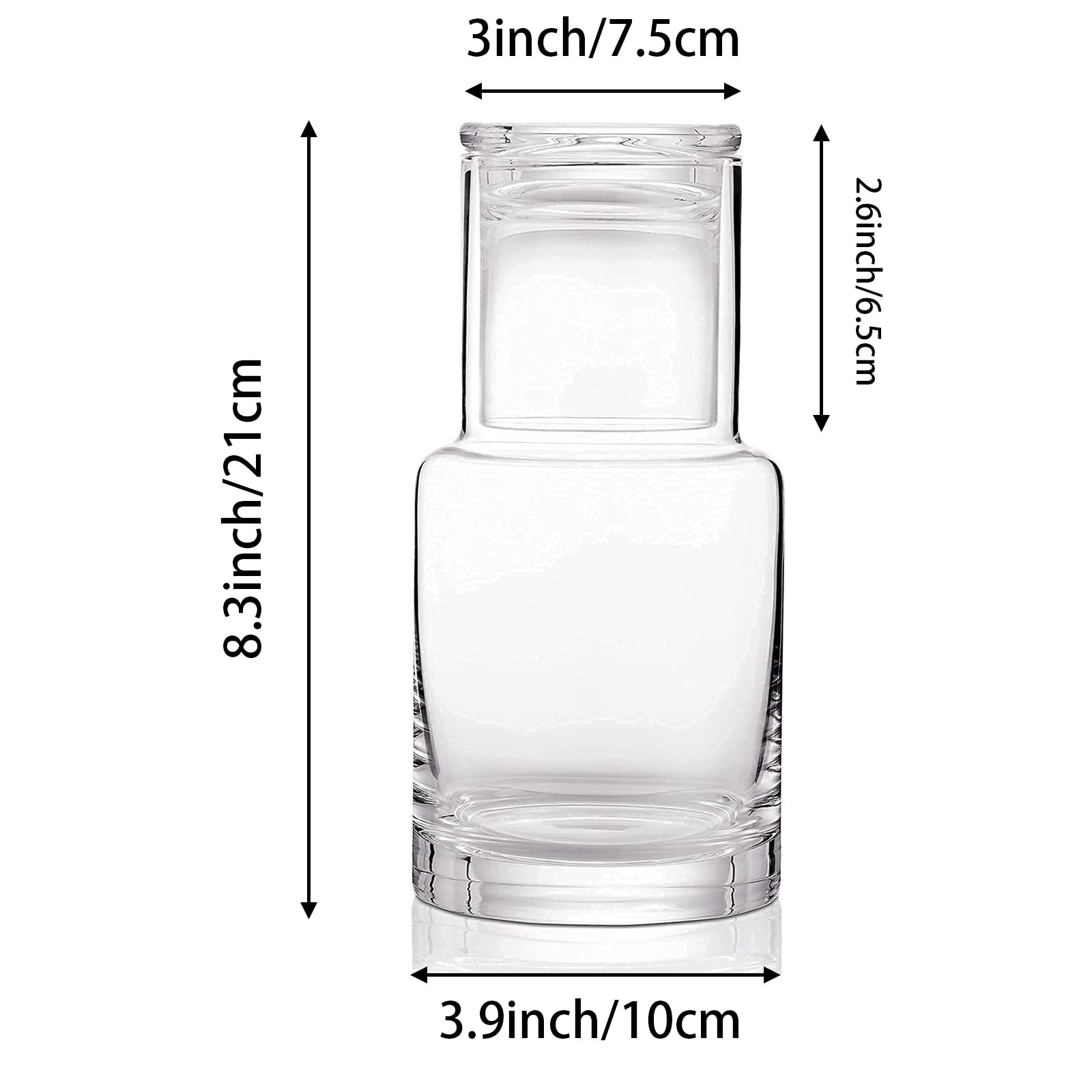 Modern Glass Water Carafe with Tumbler Lid - Bedside Nightstand Pitcher for Bedroom & Bathroom | Mouthwash Dispenser & Drinking Glass Set for Convenient Nighttime Hydration