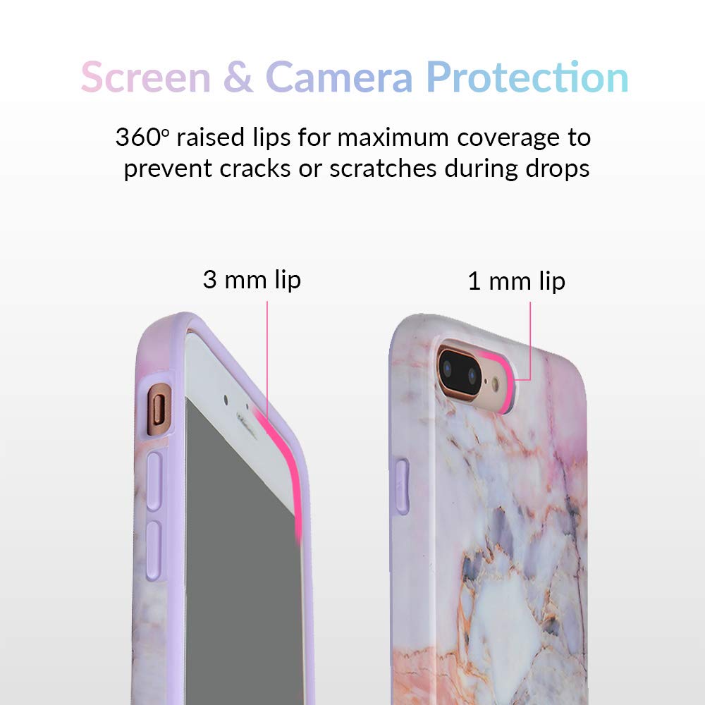 VELVET CAVIAR iPhone 8 Plus/7 Plus Case - Cute Protective Phone Cover for Women | Shockproof Slim Marble Design | Perfect for Work, Travel & Everyday Use (White Marble)