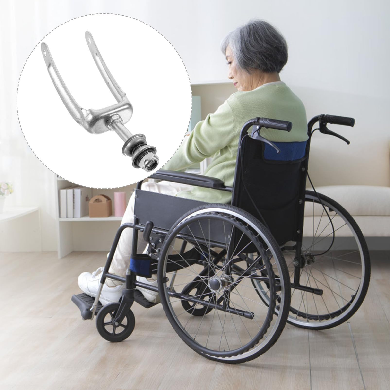 1 Pair Heavy Duty Steel Wheelchair Front Wheel Fork Bracket - Galvanized Iron Frame for Manual Wheelchairs - Perfect for Mobility Aid & Home Healthcare Use