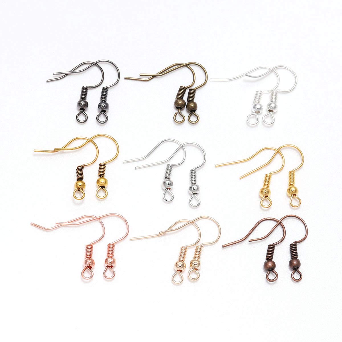 100pcs 20×17mm Black Hypoallergenic Earring Hooks with Ball & Coil - Nickel-Free Jewelry Findings for DIY Earrings Making, Piercing Supplies (10 Color Options) - Perfect for Handmade Jewelry, Gift Crafting & Professional Jewelry Design
