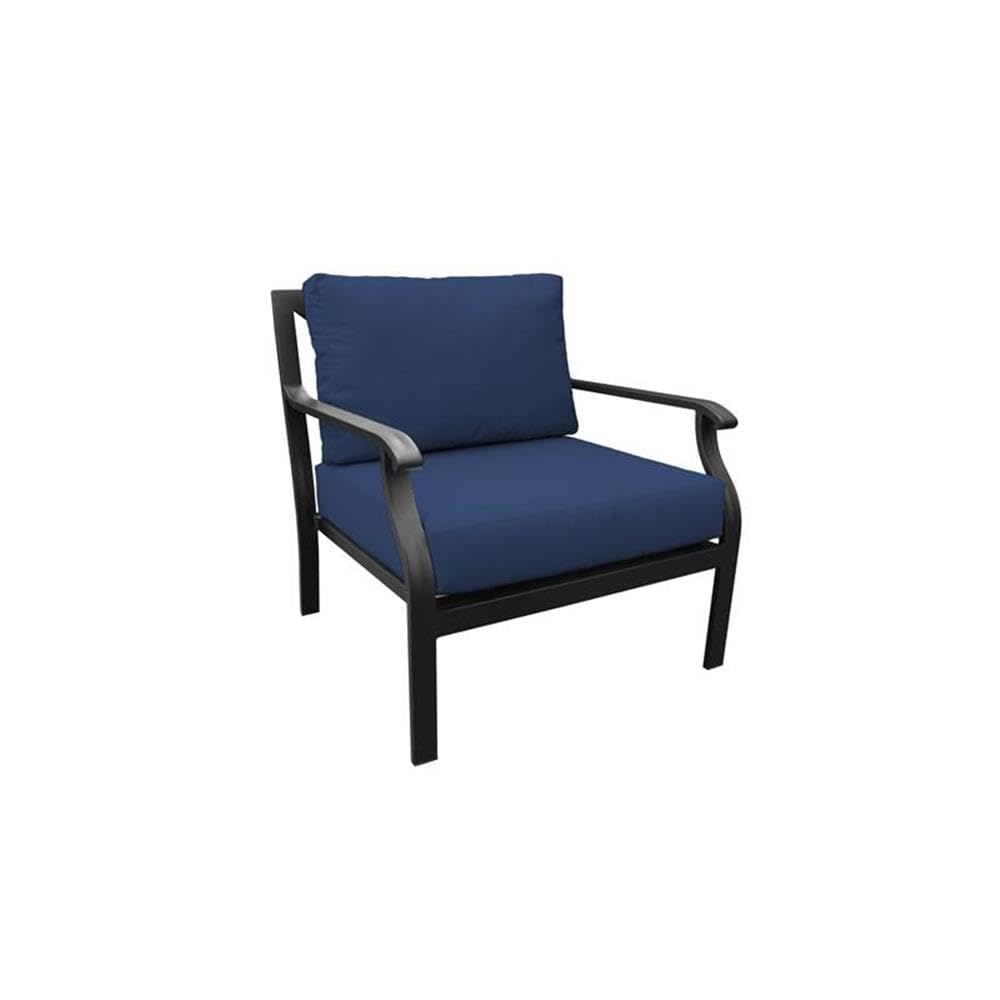 TK Classics Kathy Ireland Madison Ave. 7-Piece Aluminum Patio Dining Set - Navy Blue Outdoor Furniture for Garden, Poolside & Backyard Relaxation