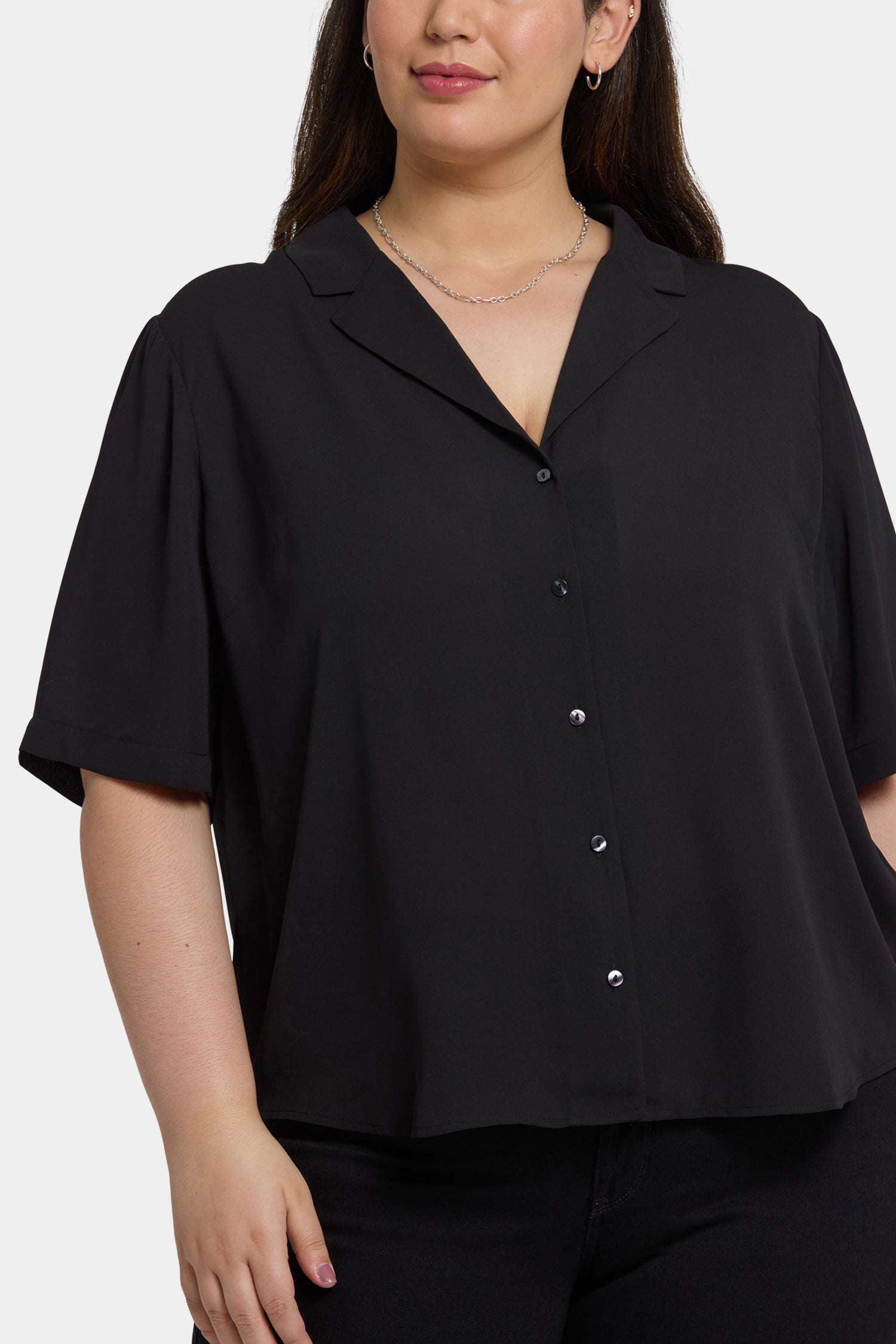 Gabrielle Plus Size Short Sleeve Blouse for Women - Elegant Black Top for Office, Party & Casual Wear