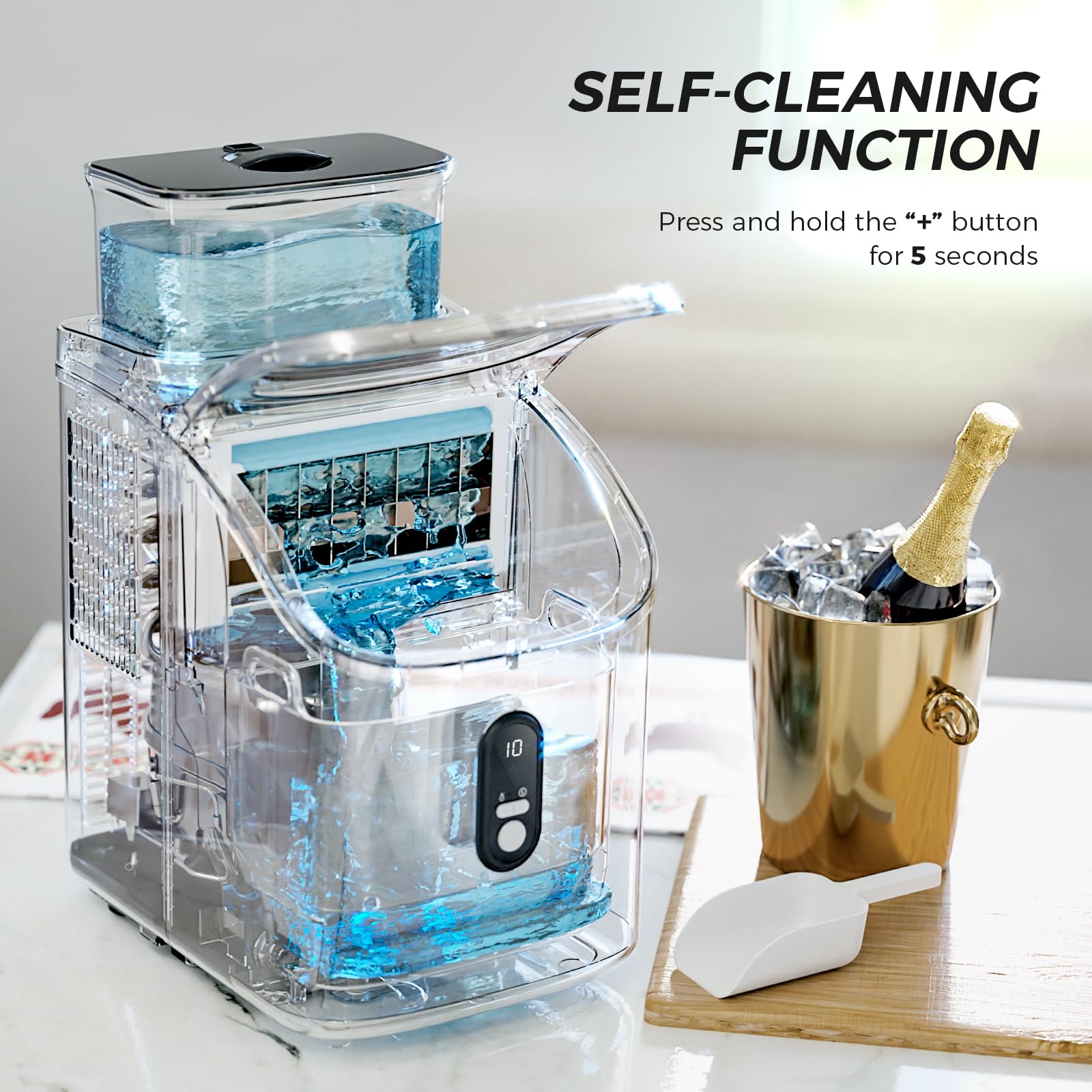 Kismile Countertop Ice Maker Machine - 33Lbs/Day, 16 Ice Cubes in 5-18 Mins, 1.5L Detachable Water Tank, 24H Timer & Self-Cleaning Function | Portable Ice Cube Maker for Home, Office, Party, RV, Camping & Outdoor Activities
