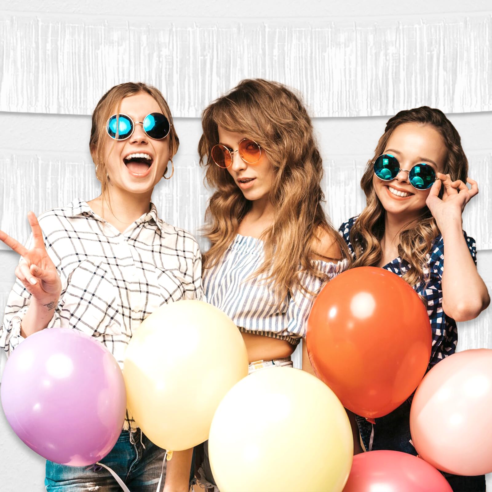 6 Pack 10 Feet White Foil Fringe Garland - Metallic Tinsel Streamers for Party Decorations | Perfect for Birthday, Wedding, Graduation, Mother's Day & Parade Float Backdrops | Elegant Wall Hanging Curtain & Photo Booth Decor