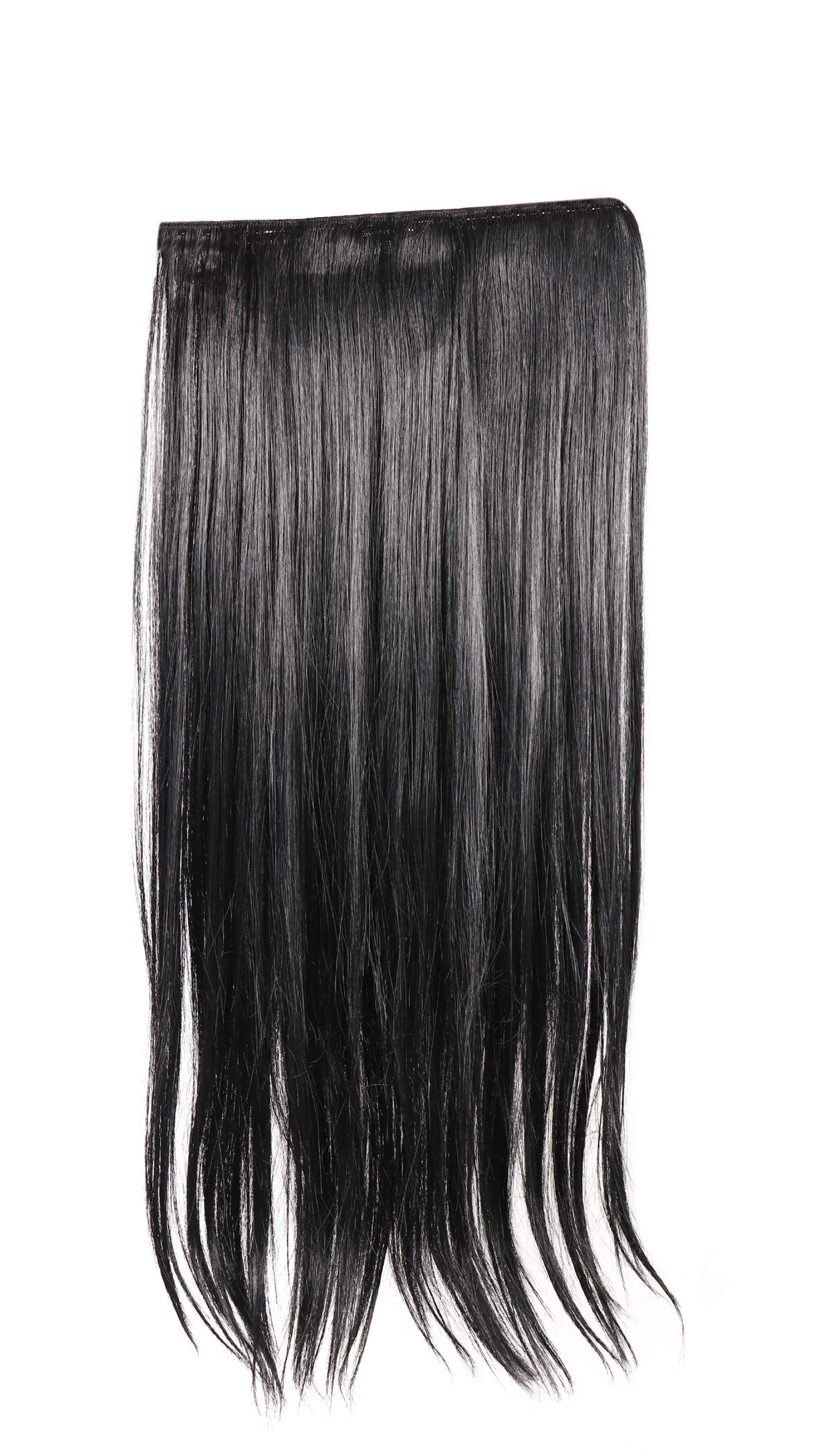 Navjai Short Hair Clip-In Extensions - 24-26 Inch Straight Black Synthetic Hair Wig for Women & Girls | 5-Clip Design for Easy Length & Volume | Perfect for Daily Wear, Parties & Cosplay