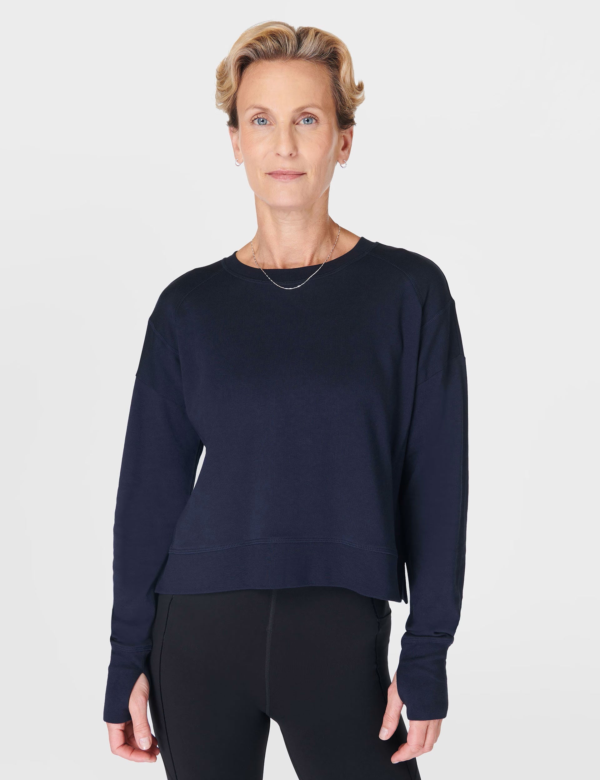 After Class Crop Sweatshirt for Women - Soft Navy Blue Pullover Hoodie - Perfect for Casual Wear, Gym, and Street Style