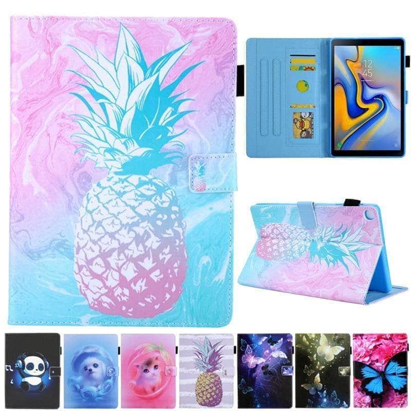 Samsung Galaxy Tab A7 Lite T220 T225 Case - Durable Leather Stand Cover with Cartoon Design for Kids, Perfect for Home, School & Travel Use