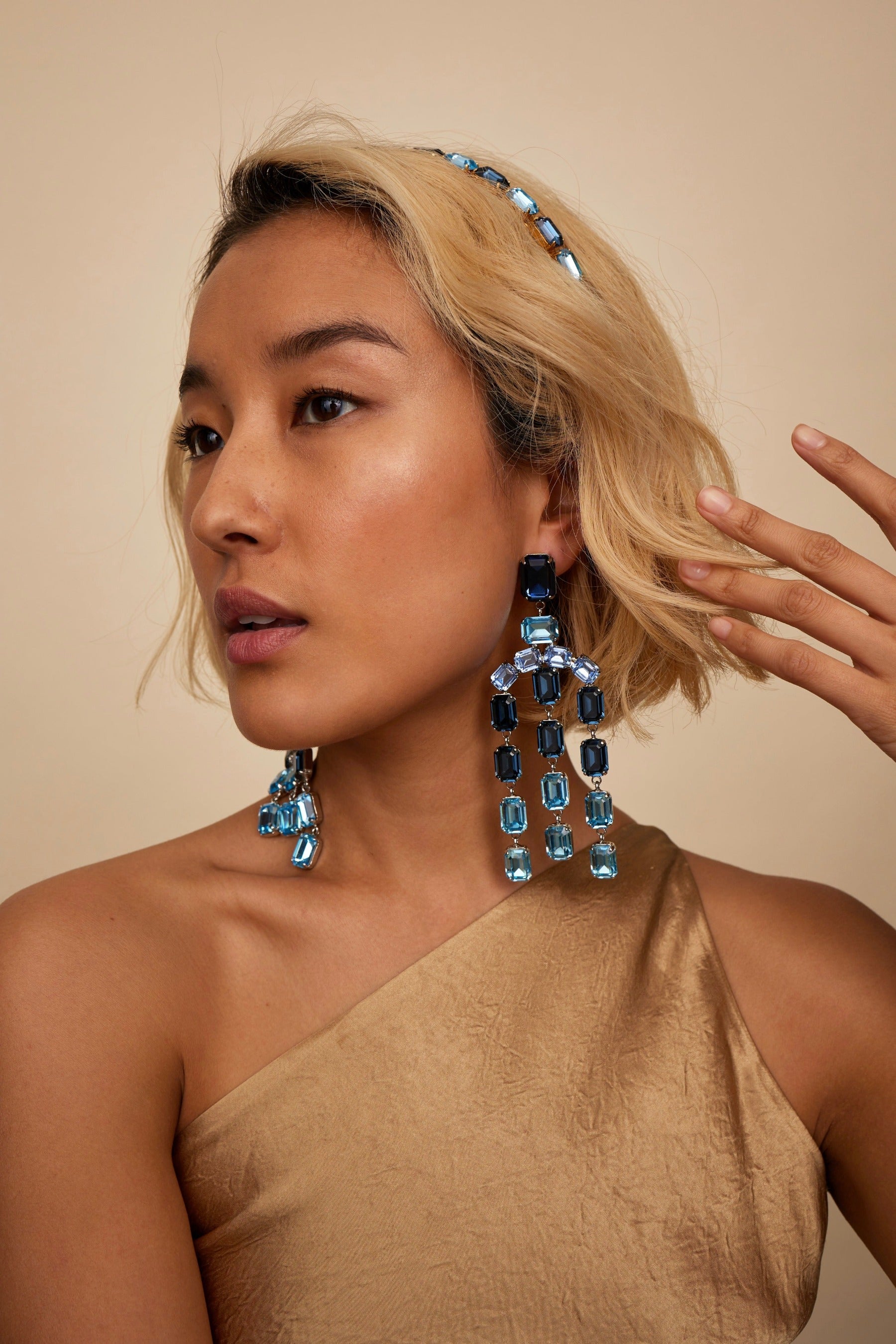 Mika Crystal Chandelier Earrings for Women - Elegant Dangling Rhinestone Drop Earrings for Party, Wedding & Evening Occasions
