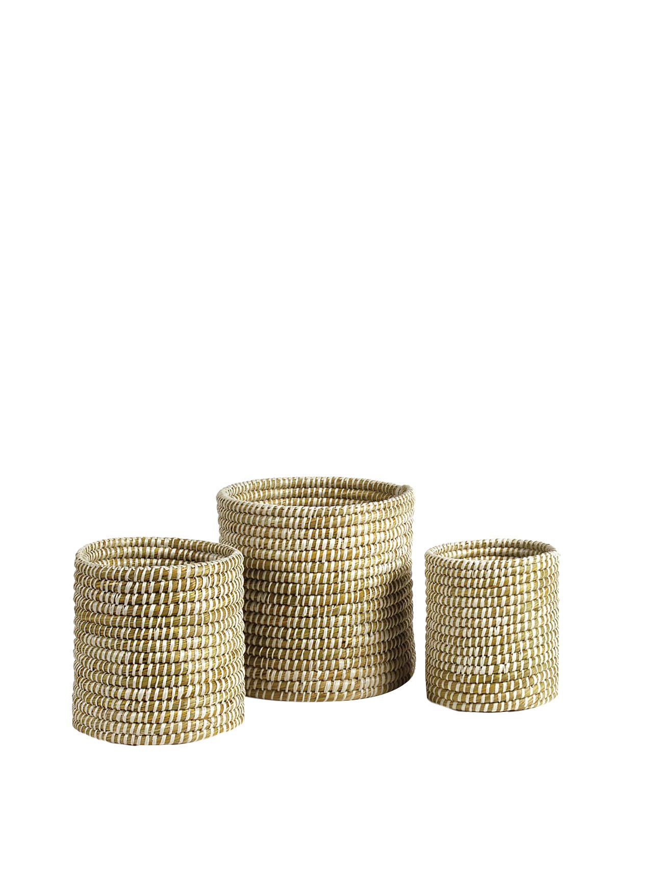 White Rivergrass Round Baskets Set of 3 - Home Storage & Decor