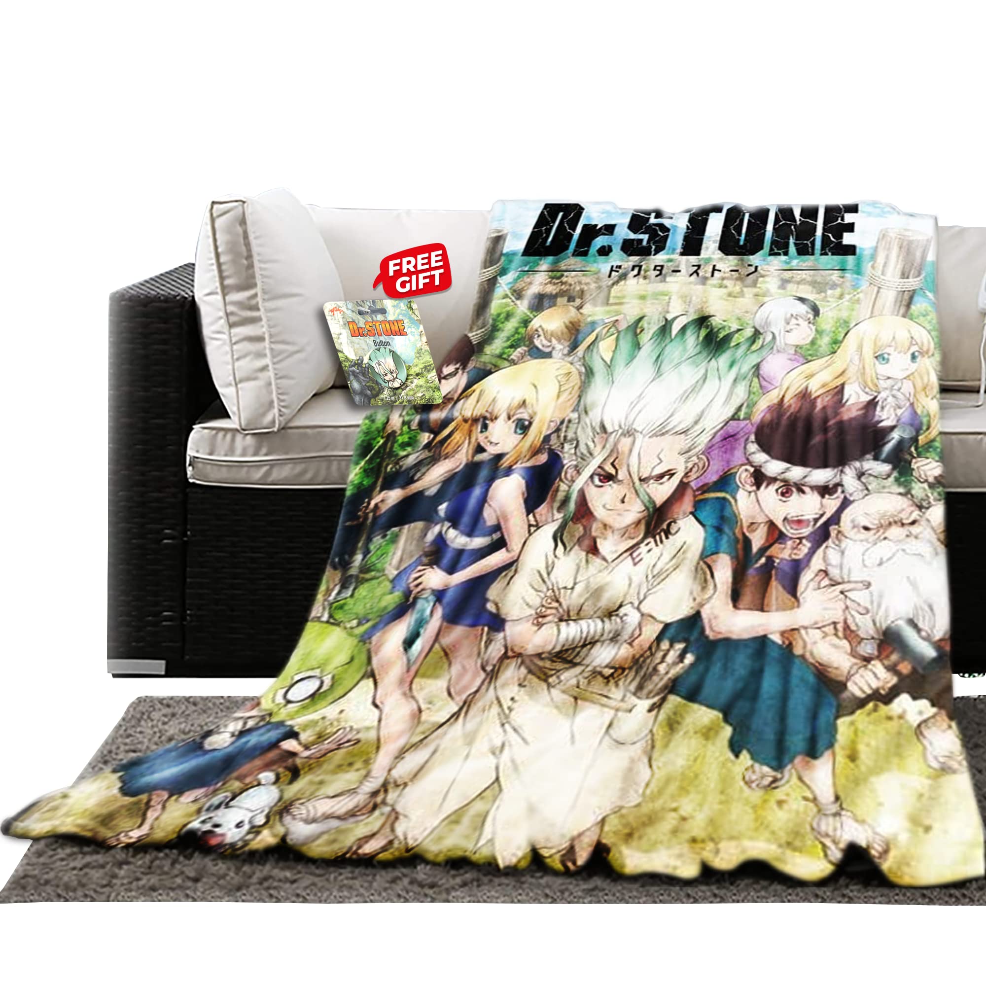 **Just Funky Dr. Stone Kingdom of Science Fleece Throw Blanket – 45