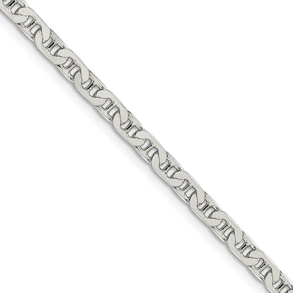 Sterling Silver Flat Anchor Chain Necklace - 3.75mm Black Bow for Daily Wear