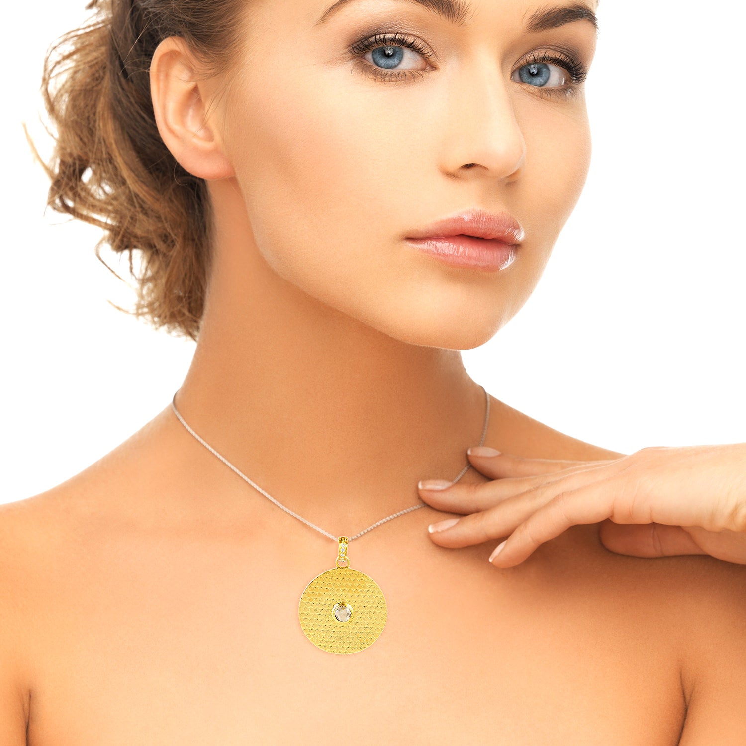 14K Yellow Gold Bezel Set Uncut Diamond Disc Pendant Necklace - Elegant Jewelry for Women, Perfect for Parties, Weddings & Special Occasions