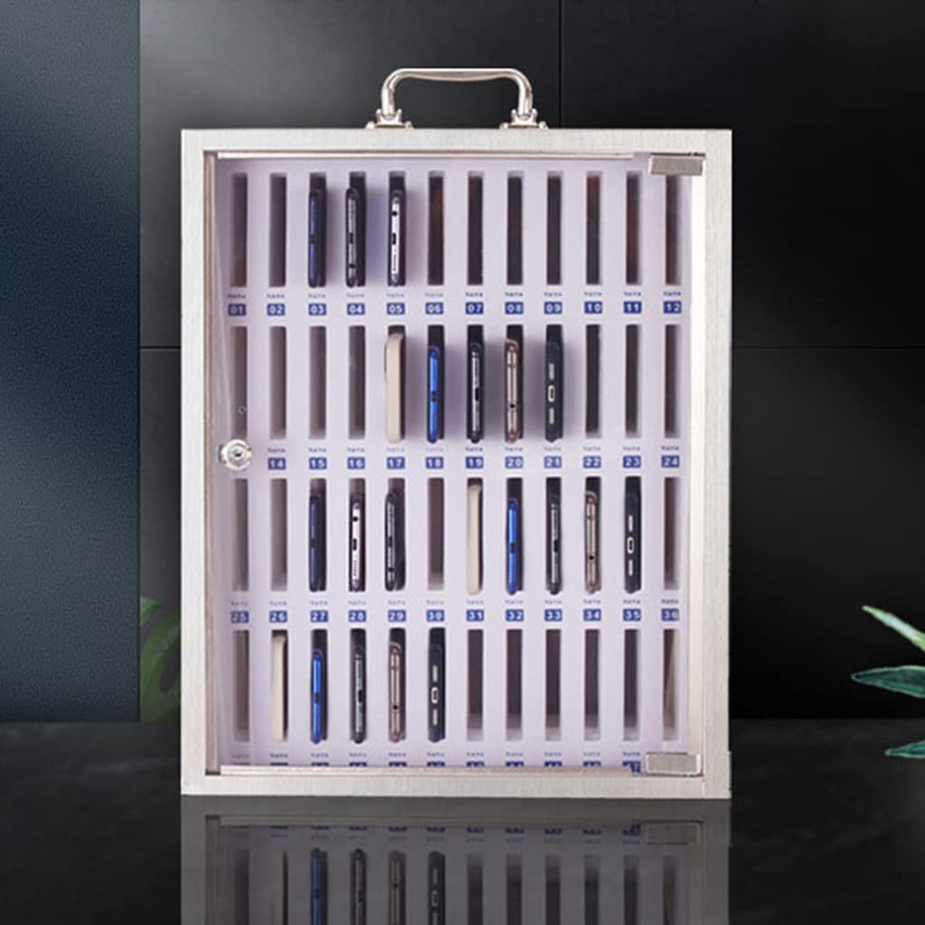 Wall-Mounted Secure Storage Cabinet for Phones & Valuables - Silver 60