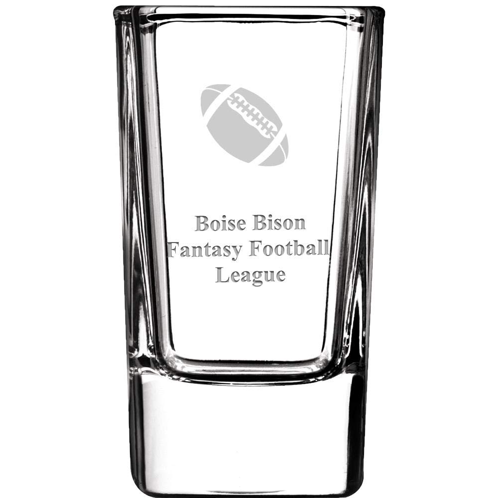 Custom Engraved Fantasy Football League Shot Glasses - 12 Pack 2.75oz Personalized Team Prize Glasses for Football Fans | Perfect for Tailgate Parties, Sports Bars & Fantasy League Awards