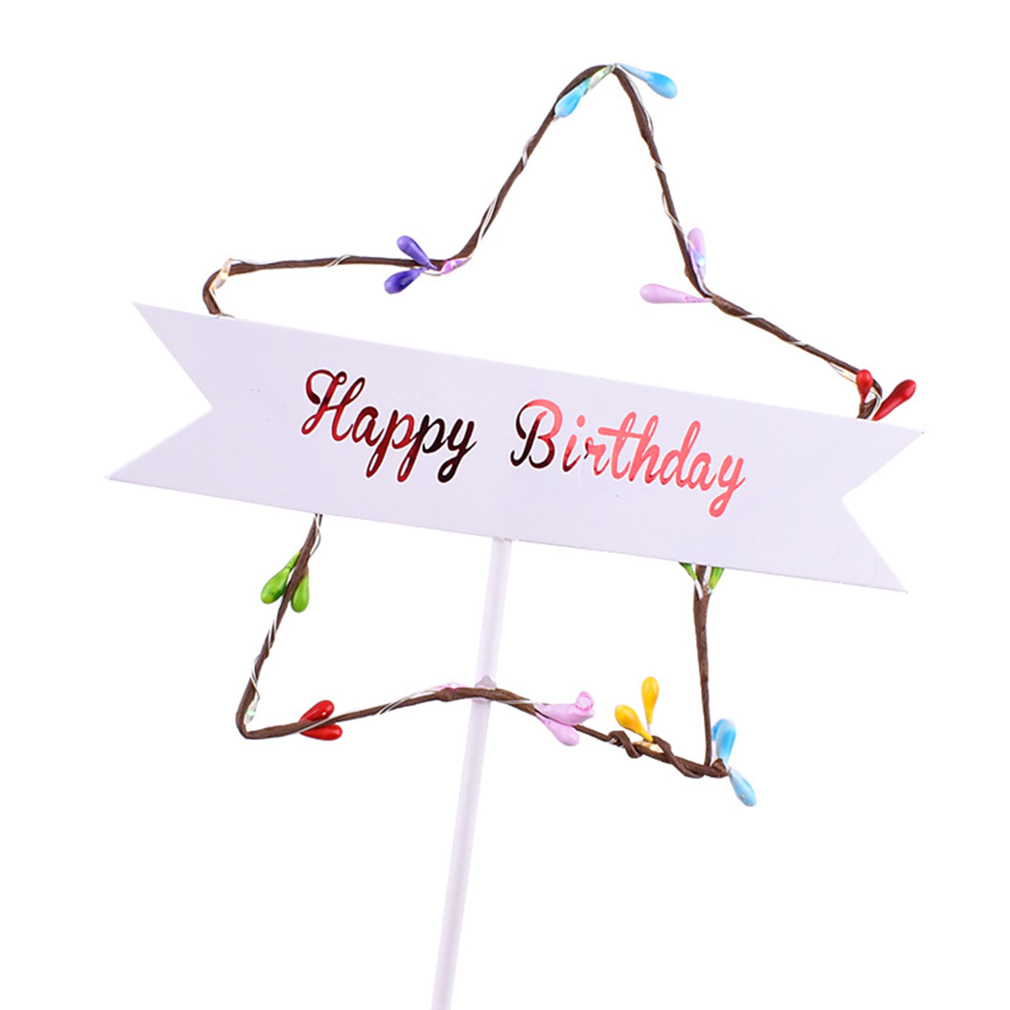 Happy Birthday Cake Toppers & Decorations - Birthday Sign, Cake Decor Sticks, Star Cupcake Toppers for Girls | Perfect for Birthday Parties, Baby Showers & Celebrations