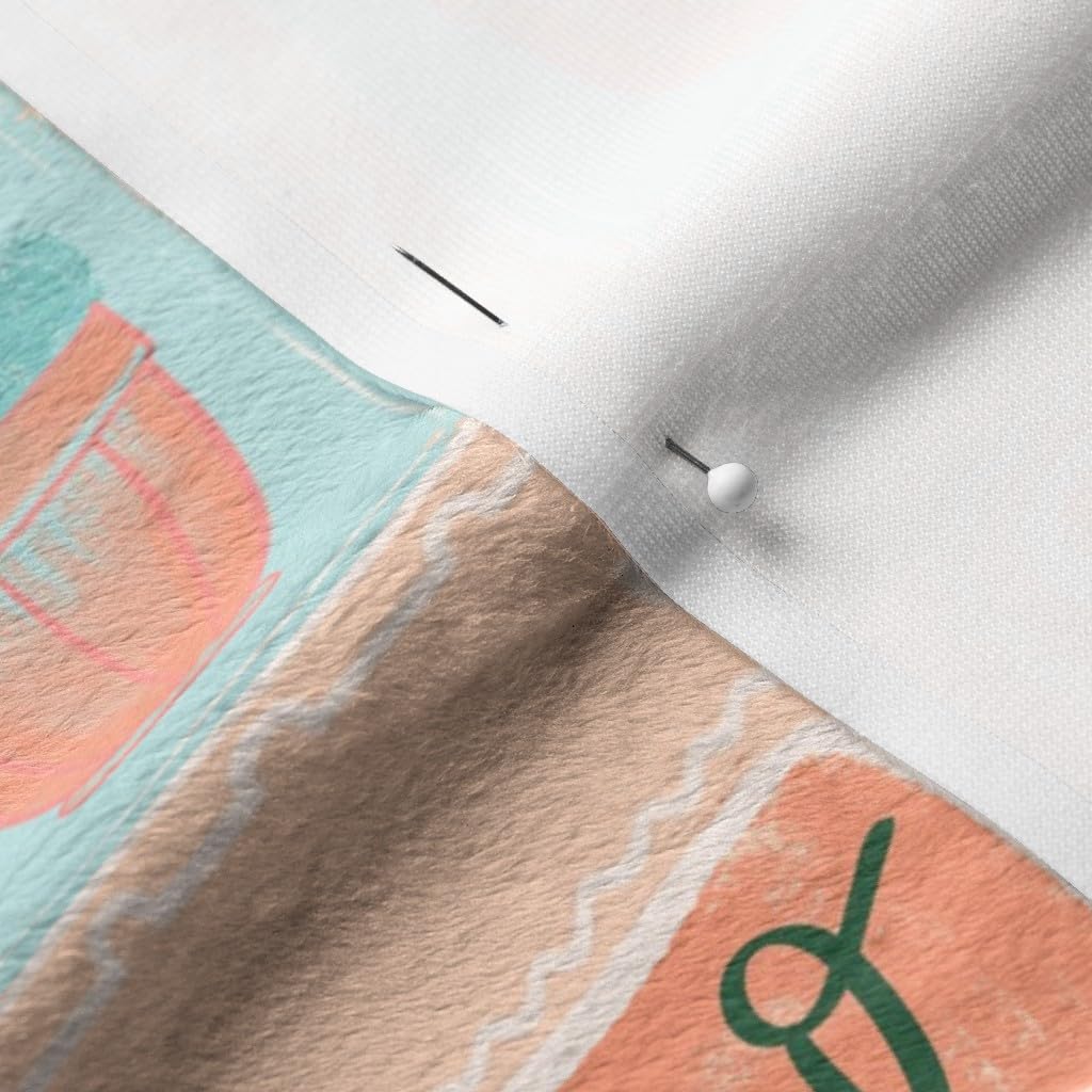 Italian Pastel Cafe Mod Retro Coffee Shop Biscotti Latte Macchiato Printed Minky Fabric by The Yard - Soft Plush Fabric for Sewing Baby Blankets, Quilt Backing, DIY Home Decor & Cozy Throw Pillows - Perfect for Nursery, Bedroom & Coffee Shop Themed Projects