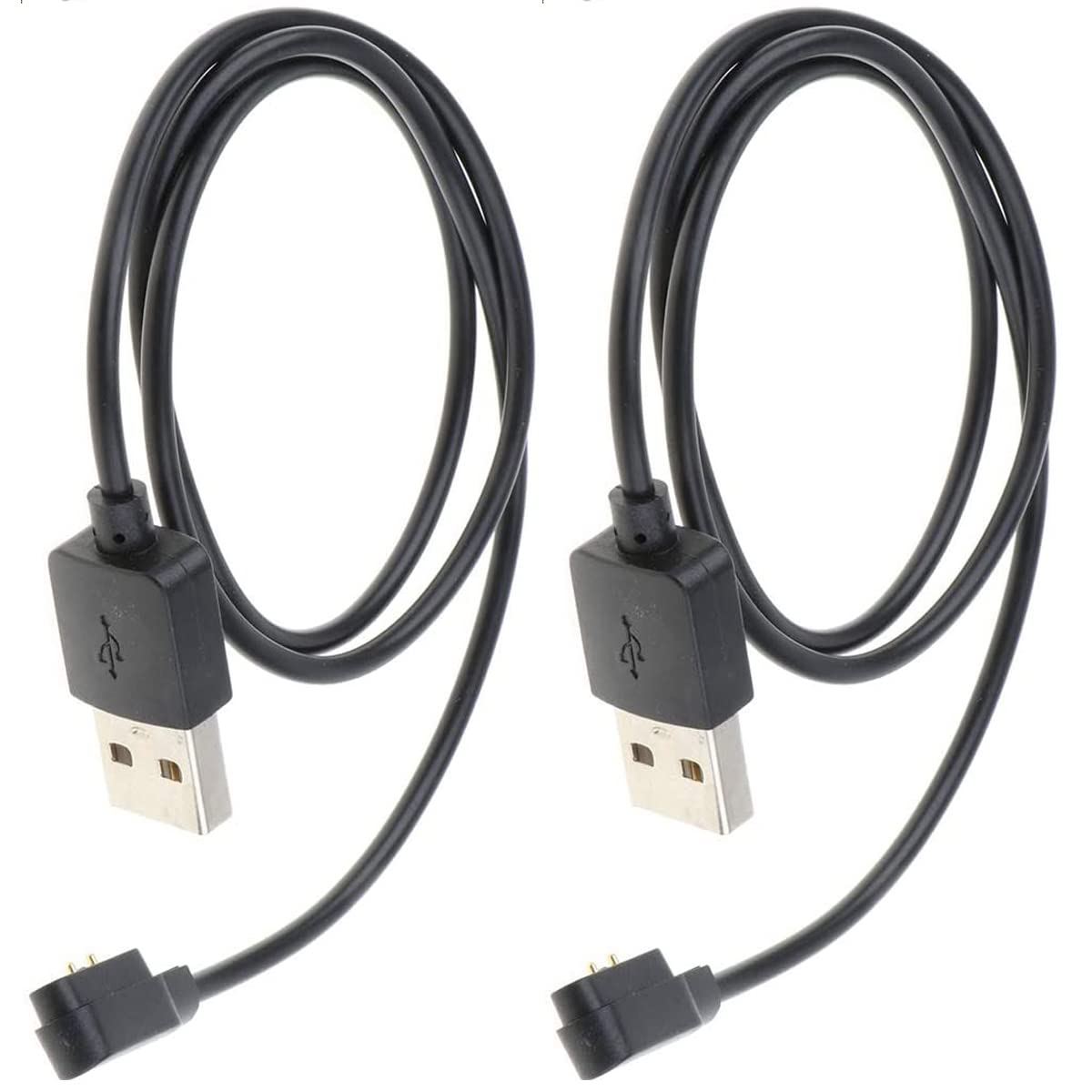 Smart Watch Charger Cable - Portable Magnetic Charging Dock with USB Cable for 4.0mm 2-Pin Devices (Black, 2-Pack) | Perfect for Travel, Home & Office Use