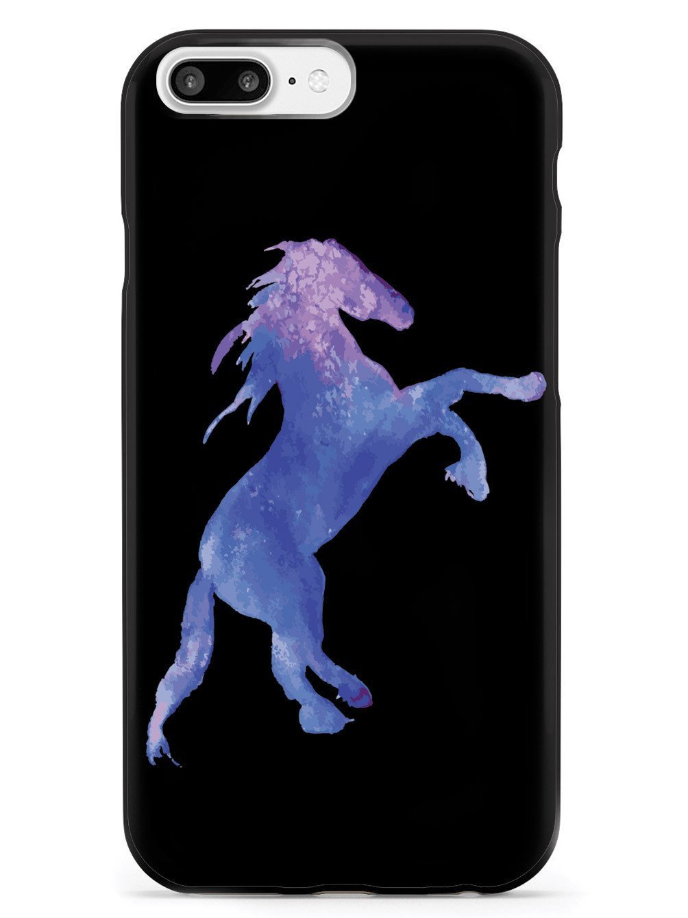 Inspired Cases - iPhone 7 Plus Case with 3D Textured Protection - Watercolor Horse Silhouette Design - Black - Durable Shockproof Cover for Everyday Use & Outdoor Activities
