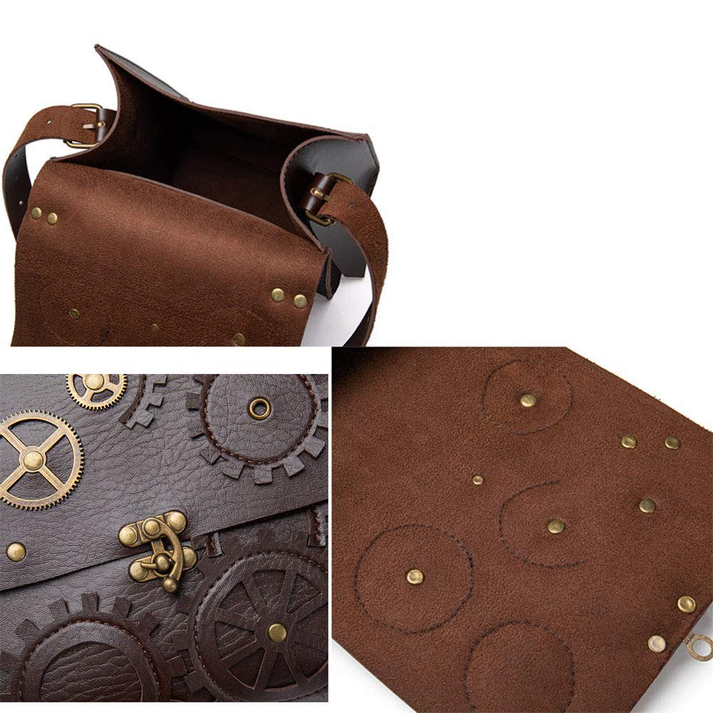 Vintage Steampunk Gothic Women's Single Shoulder Crossbody Bag - Rivet Top Handle Messenger Purse for Travel, Daily Use & Cosplay Accessories