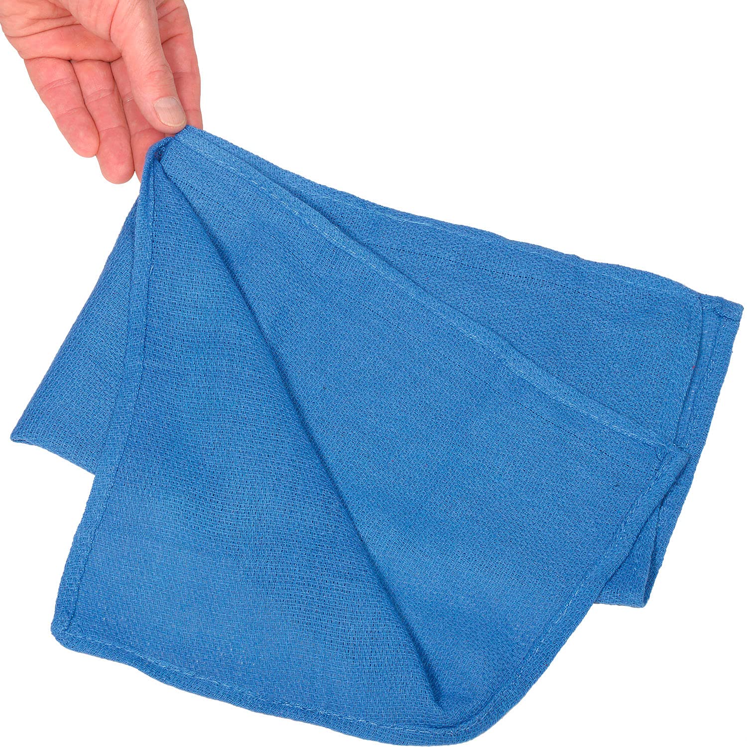 Global Industrial 25 Lb. Box 100% Cotton Huck Towels - Premium Blue Absorbent Cleaning Cloths for Automotive, Kitchen, and Workshop Use