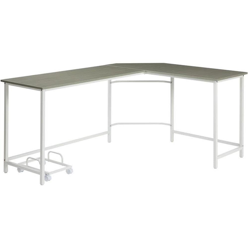 Acme Bambina Wooden Computer Desk with Keyboard Tray - Gray & White Home Office Desk for Small Spaces, Work from Home & Study