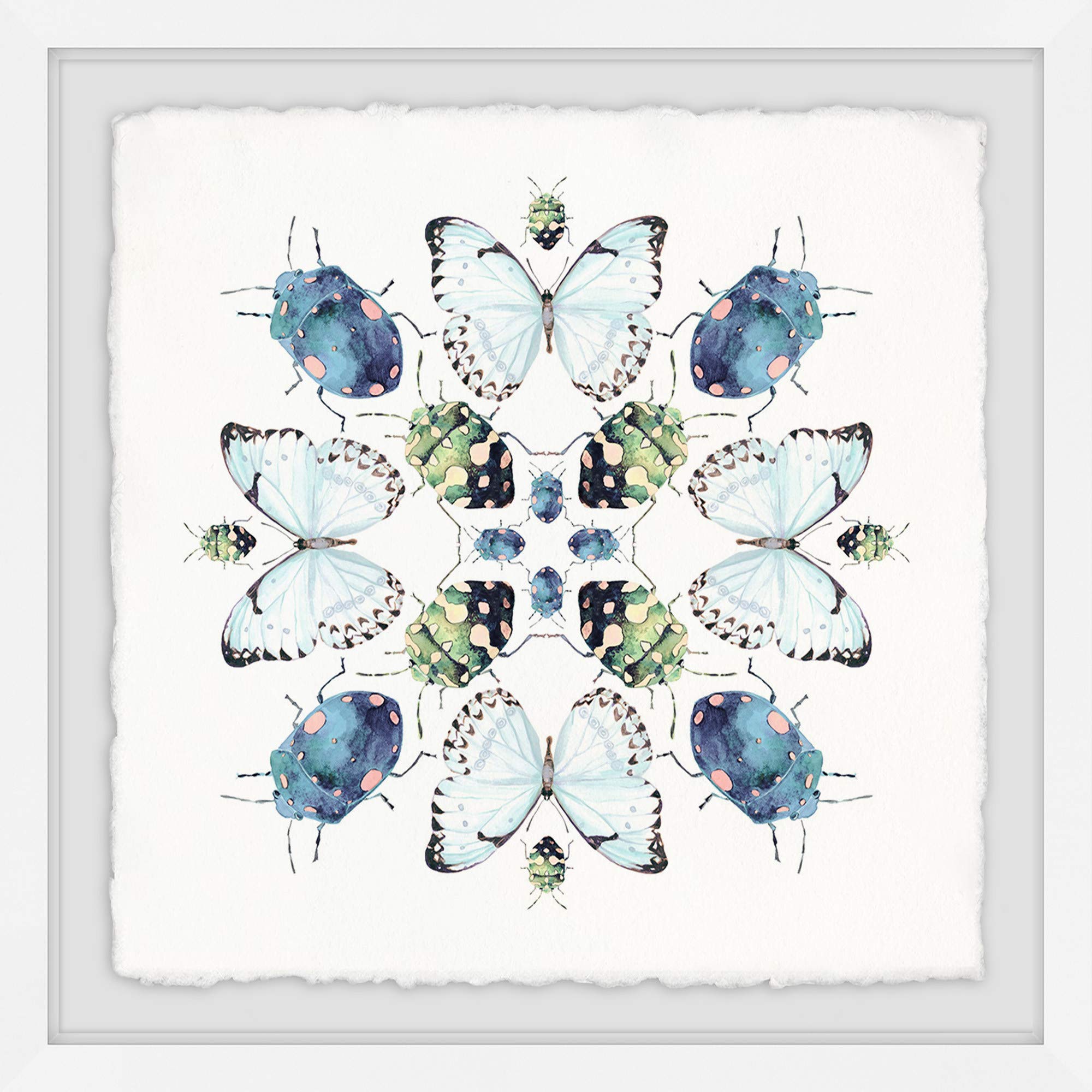 Premium Marmont Hill Beetles and Butterflies Framed Art Print - Vintage Botanical Wall Decor for Living Room, Bedroom & Office