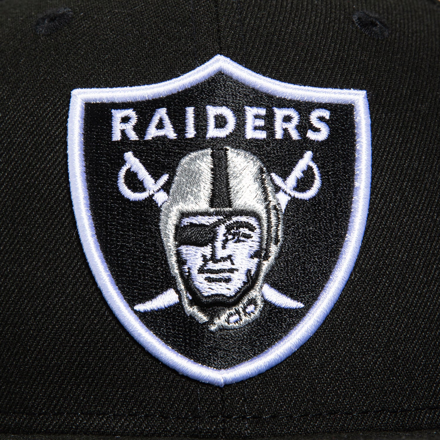New Era 59Fifty Oakland Raiders 60th Anniversary Patch Pink UV Black Snapback Hat - Perfect for Football Games, Tailgating & Fan Collections