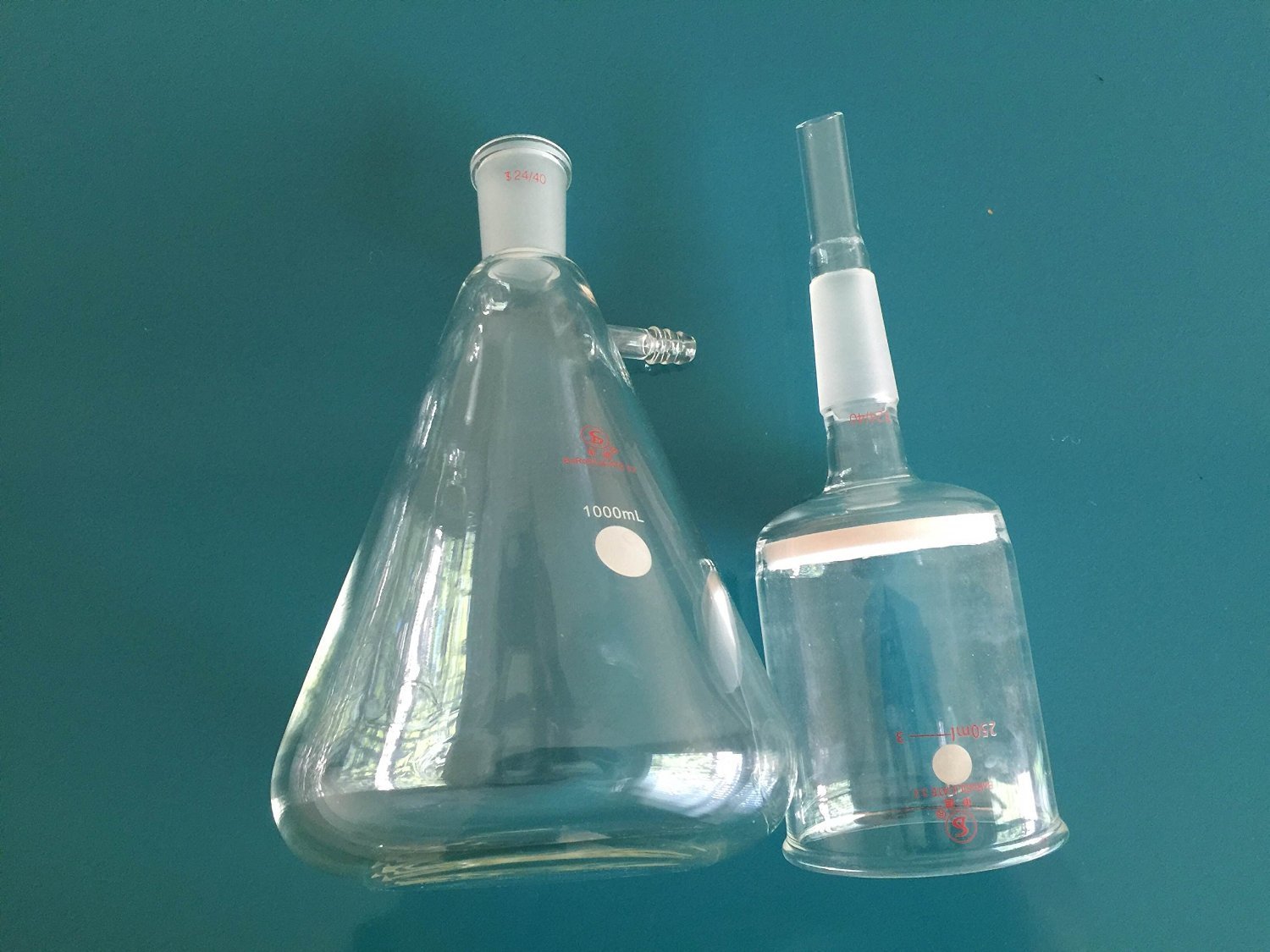 Vacuum Suction Filter Kit - 250ml Buchner Funnel & 1000mL Flask for Lab Experiments
