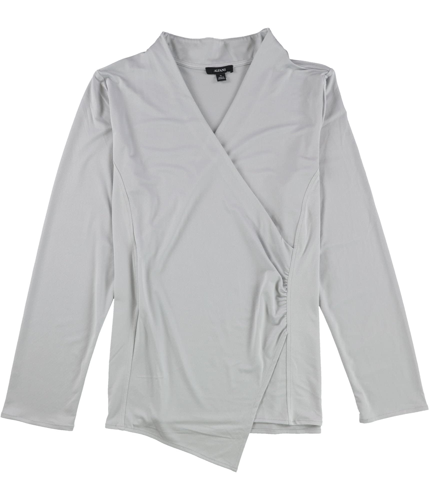 Alfani Women's Solid Wrap Blouse - Elegant Long Sleeve V-Neck Tunic Top for Work & Casual Wear | Perfect for Office, Date Night & Special Occasions