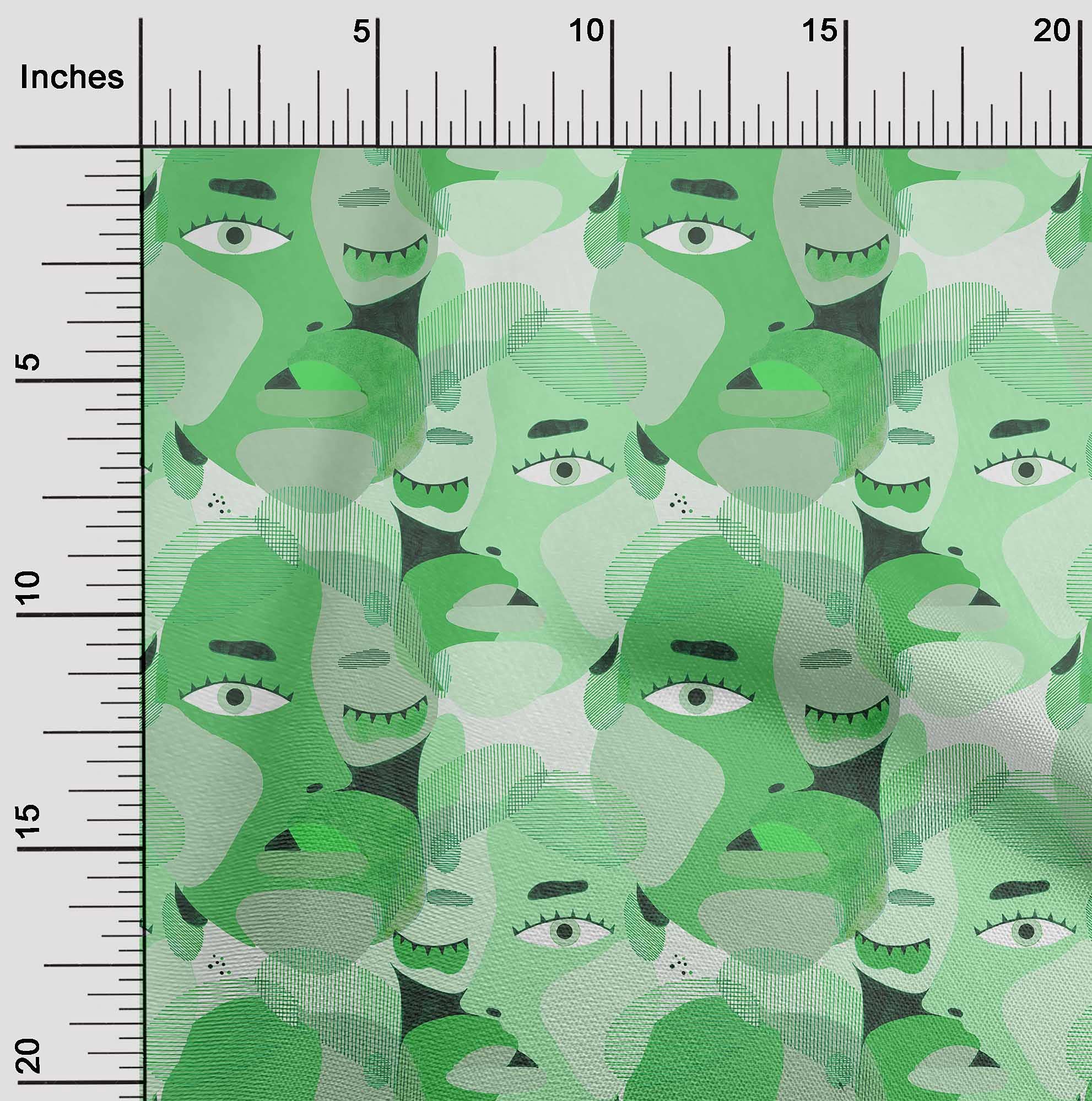 oneOone Polyester Spandex Green Abstract Print Fabric - 56 Inch Wide DIY Clothing & Quilting Material for Face Masks, Dresses, and Home Decor Projects