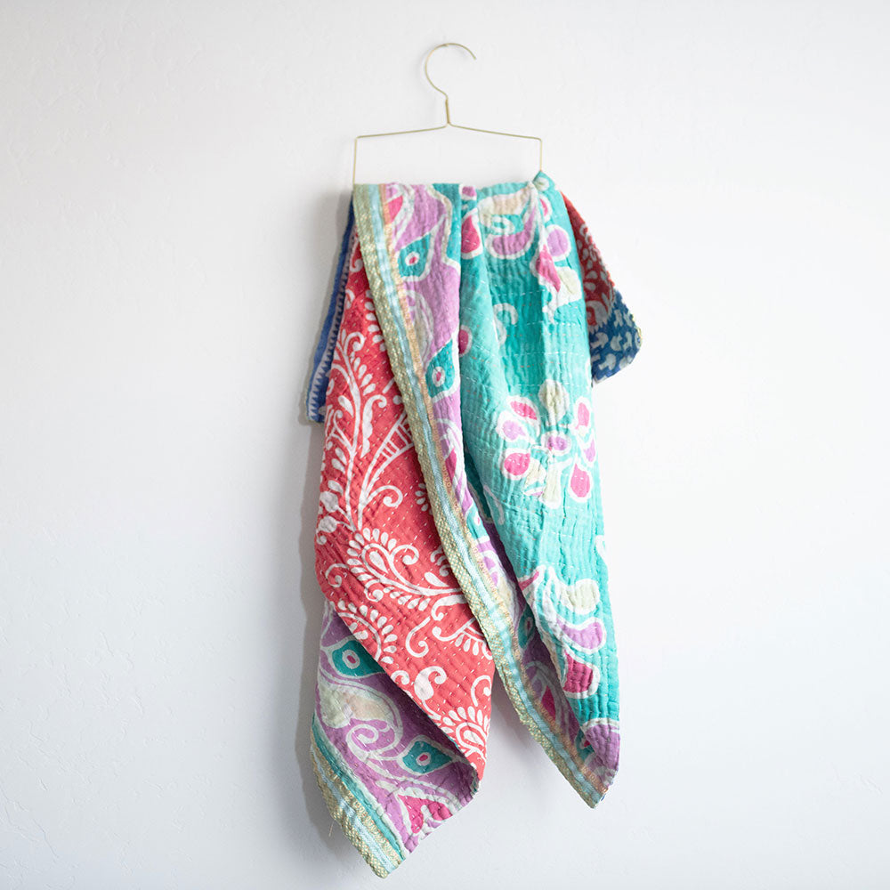 Soft Kantha Baby Blanket CB9115 - Handmade Cotton Swaddle Blanket for Newborns & Infants - Perfect for Nursery, Stroller, and Travel