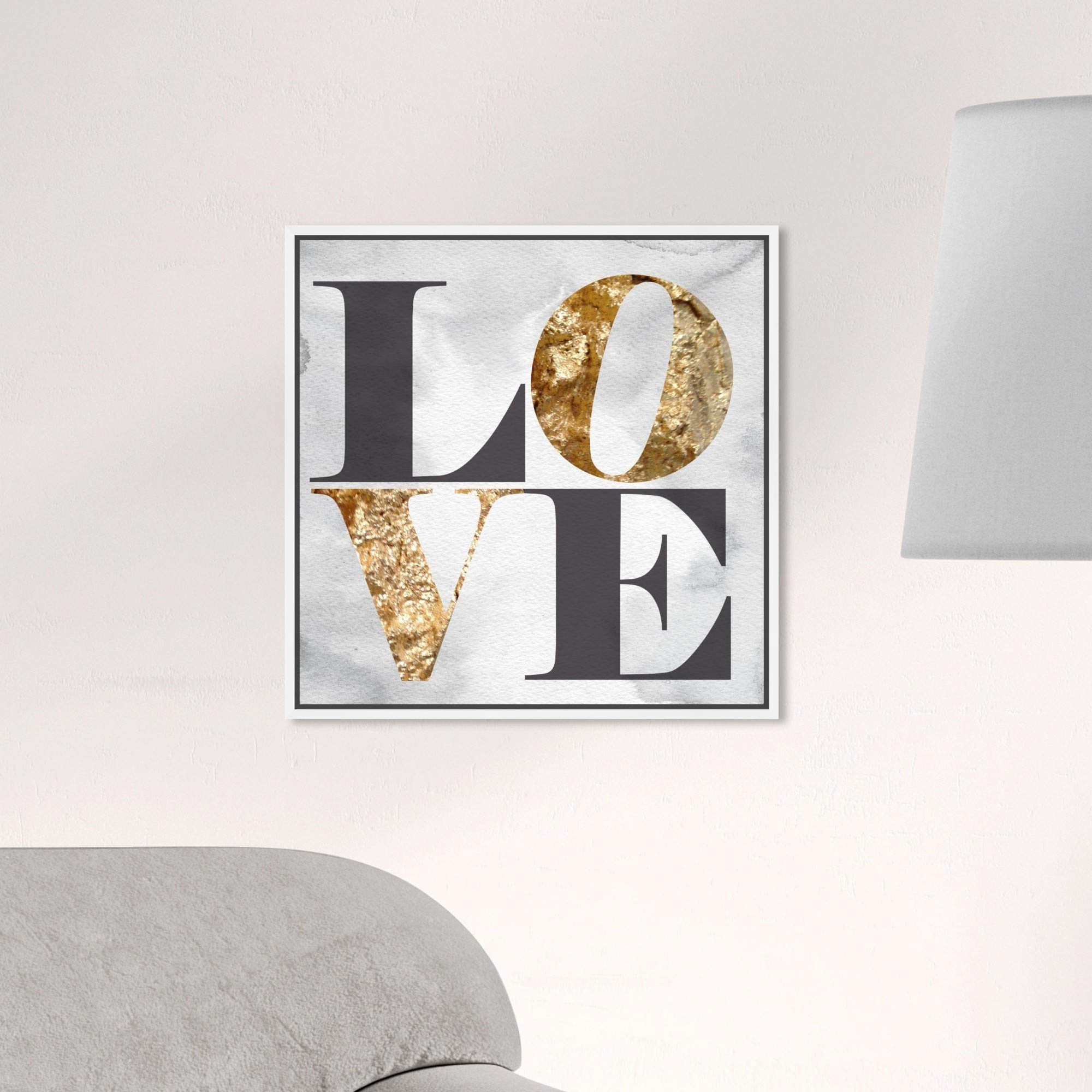 Build Stone Love Quote Framed Wall Art - 16x16 Inch Typography Canvas Print for Home Decor | Motivational Office & Living Room Wall Art by Oliver Gal Artist Co.