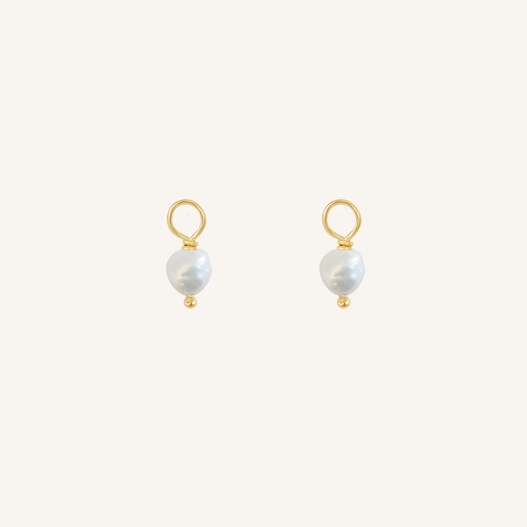 Pearl Hoop Charm Earrings with Stone of Potential - Set of 2 Dainty Boho Jewelry for Women - Perfect for Weddings, Date Nights & Everyday Elegance