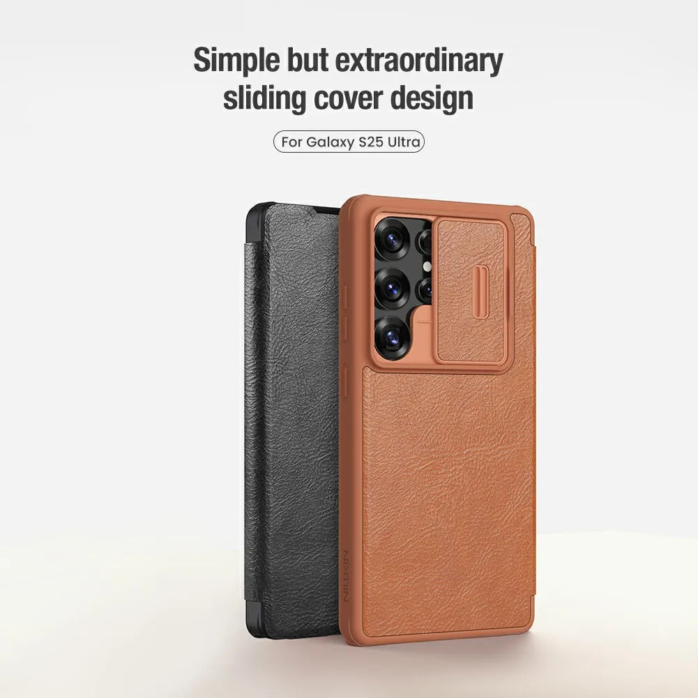 NILLKIN Genuine Leather Lens Cover Case for Samsung Galaxy S25 Ultra - Premium Protection for Camera & Phone | Perfect for Travel, Business & Everyday Use