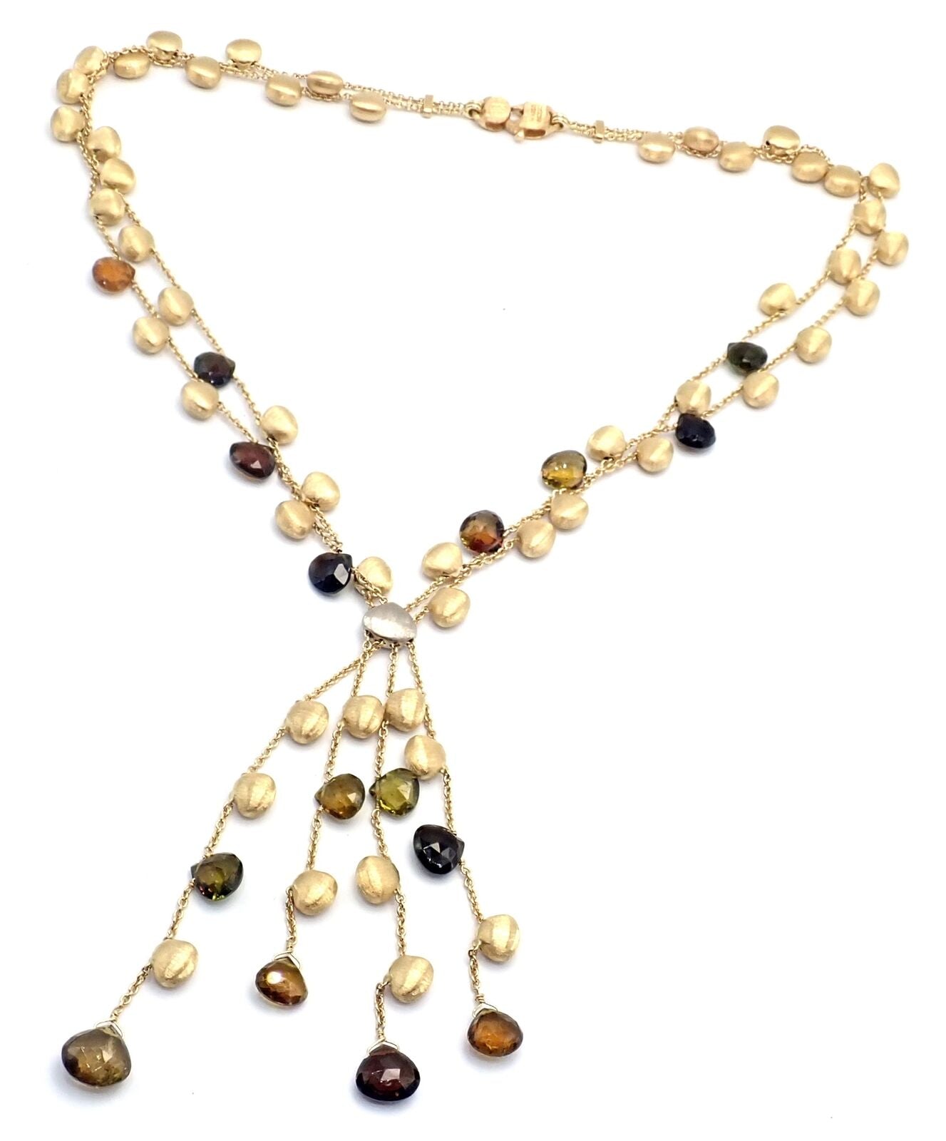 Authentic Marco Bicego 18k Yellow Gold Confetti Diamond Topaz Tassel Necklace - Elegant Statement Jewelry for Weddings, Parties & Special Occasions