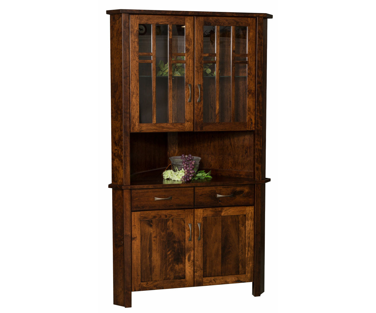 Acadia Corner Hutch - Stylish Storage Cabinet for Kitchen, Dining Room & Living Room - Perfect for Organizing Dishes, Decor & More