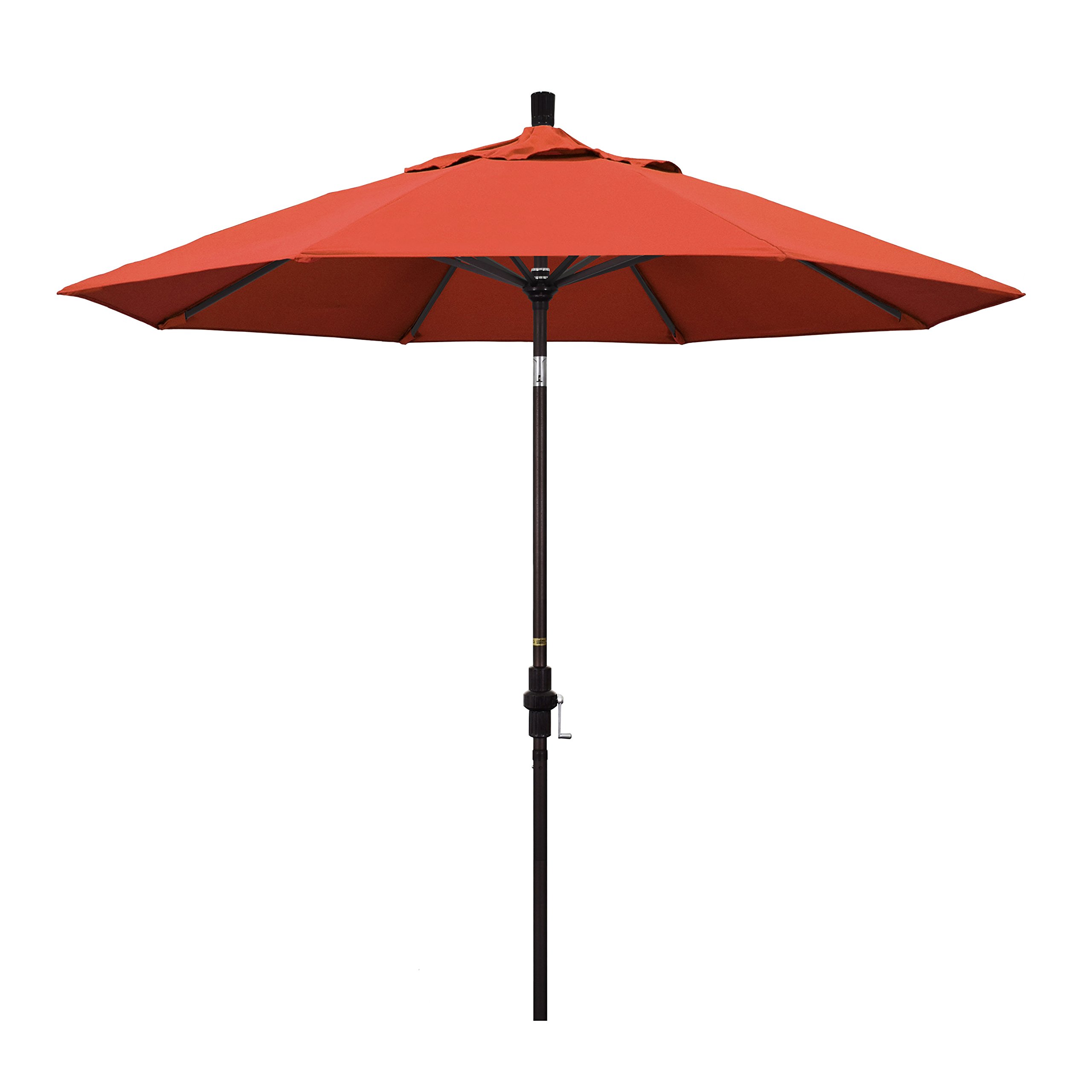 9' Round Aluminum Market Umbrella with Crank Lift - Sunbrella Terracotta for Patio & Outdoor Dining