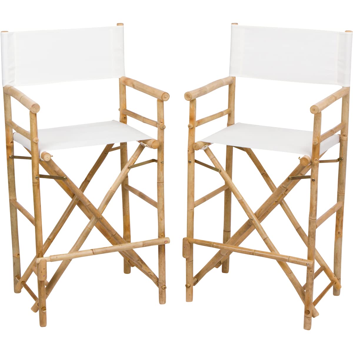 Premium White Bamboo Director Chair - Lightweight & Durable Folding Chair for Outdoor Events, Beach, Camping, and Home Theater Seating