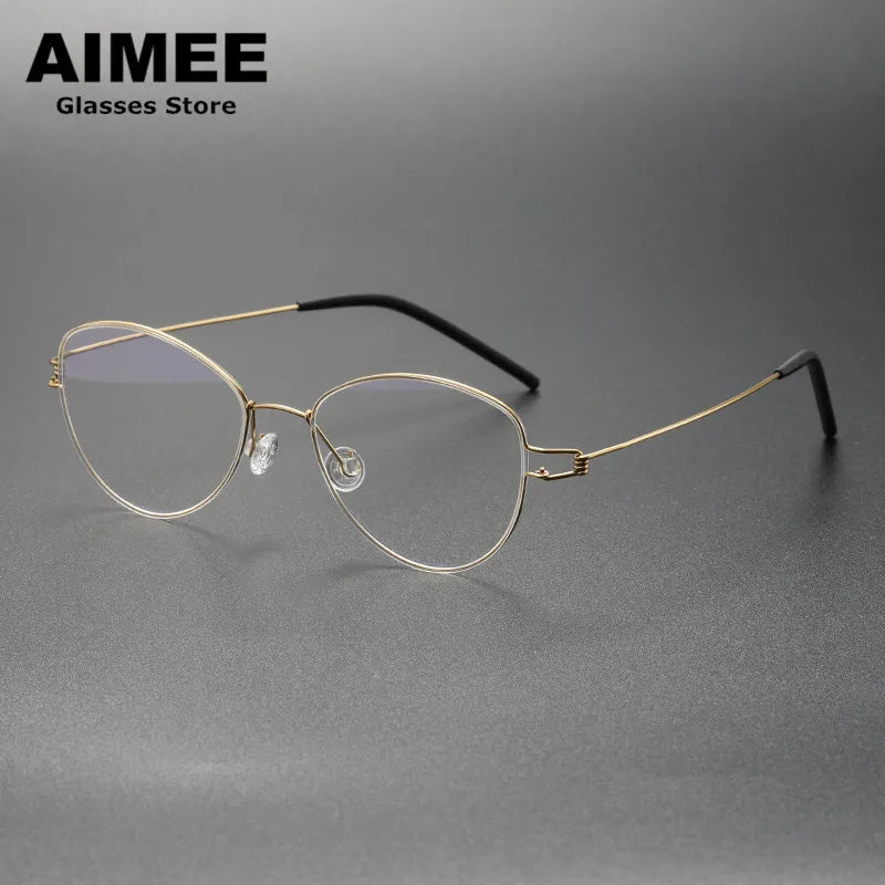 Aimee Women's Full Rim Oval Cat Eye Screwless Titanium Eyeglasses Frame 65004 - Lightweight & Durable for Work, Reading & Fashion