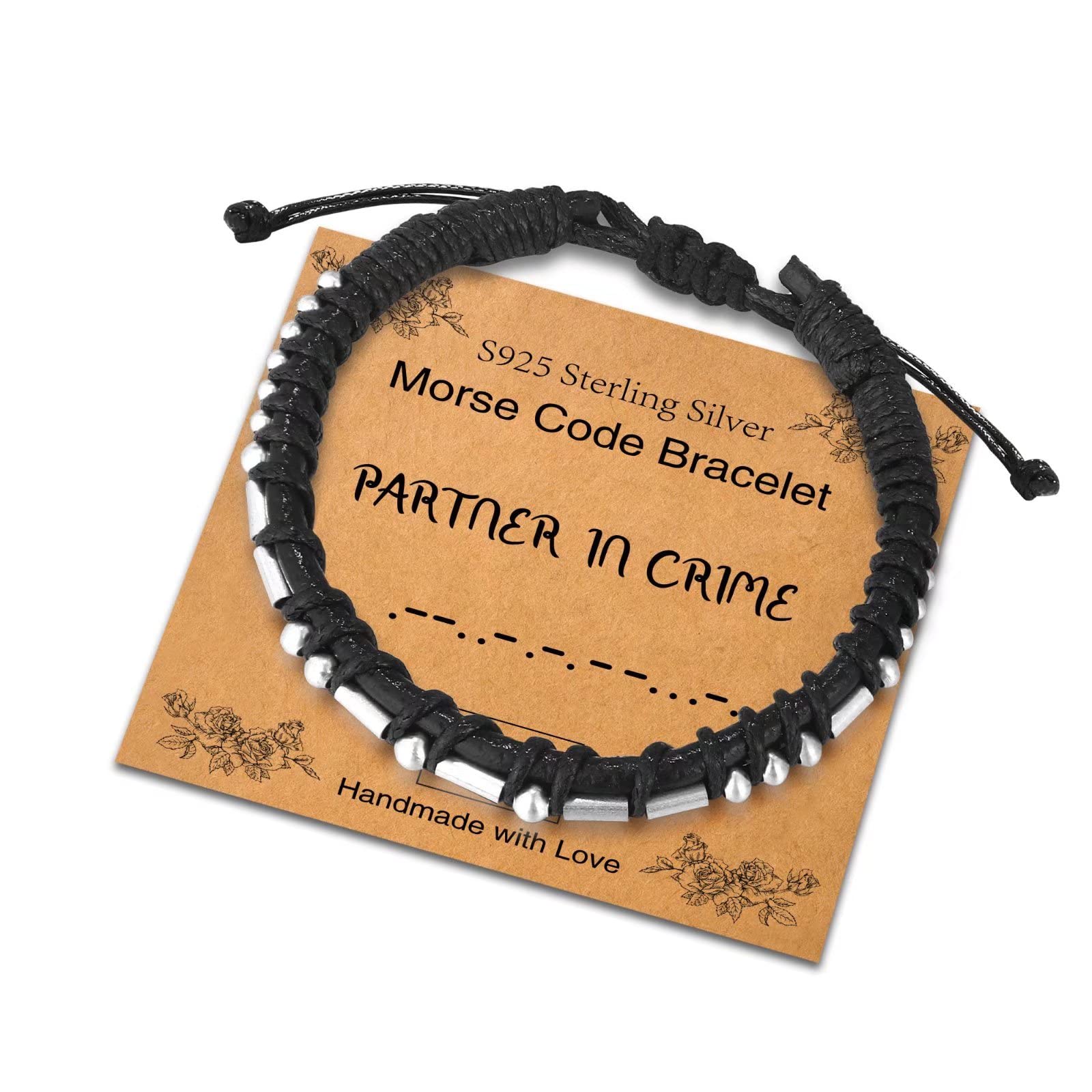 Adjustable Sterling Silver Morse Code Bracelet for Women & Men - Inspirational Leather Jewelry Gift for Birthday, Friendship - Perfect for Daily Wear, Gifting & Special Occasions