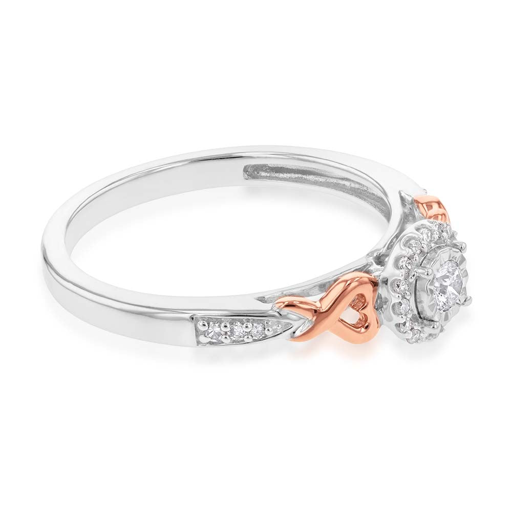 10 Carat White Gold Diamond Ring with Pink Sapphires & Rose Gold Accents - Elegant Engagement, Wedding & Anniversary Jewelry Gift for Women