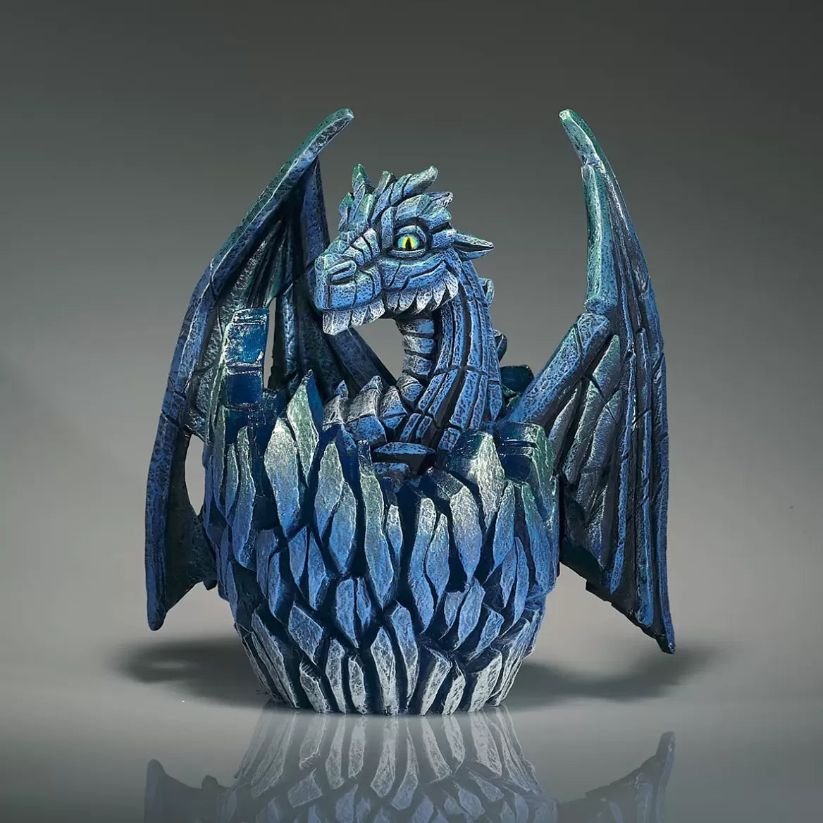 Blue Dragon Egg Edge Sculpture - Handcrafted Asian Home Decor for Living Room, Office & Feng Shui Gifts