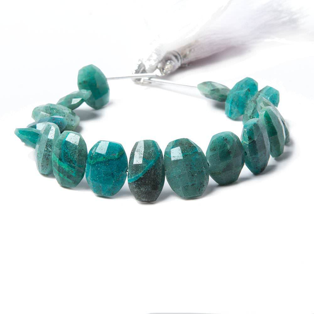12x10mm & 13x10mm Chrysocolla Faceted Cushion Beads - 15pcs 6-inch Strand for Jewelry Making, DIY Bracelets & Necklaces - Healing Crystal Beads for Meditation & Energy Work