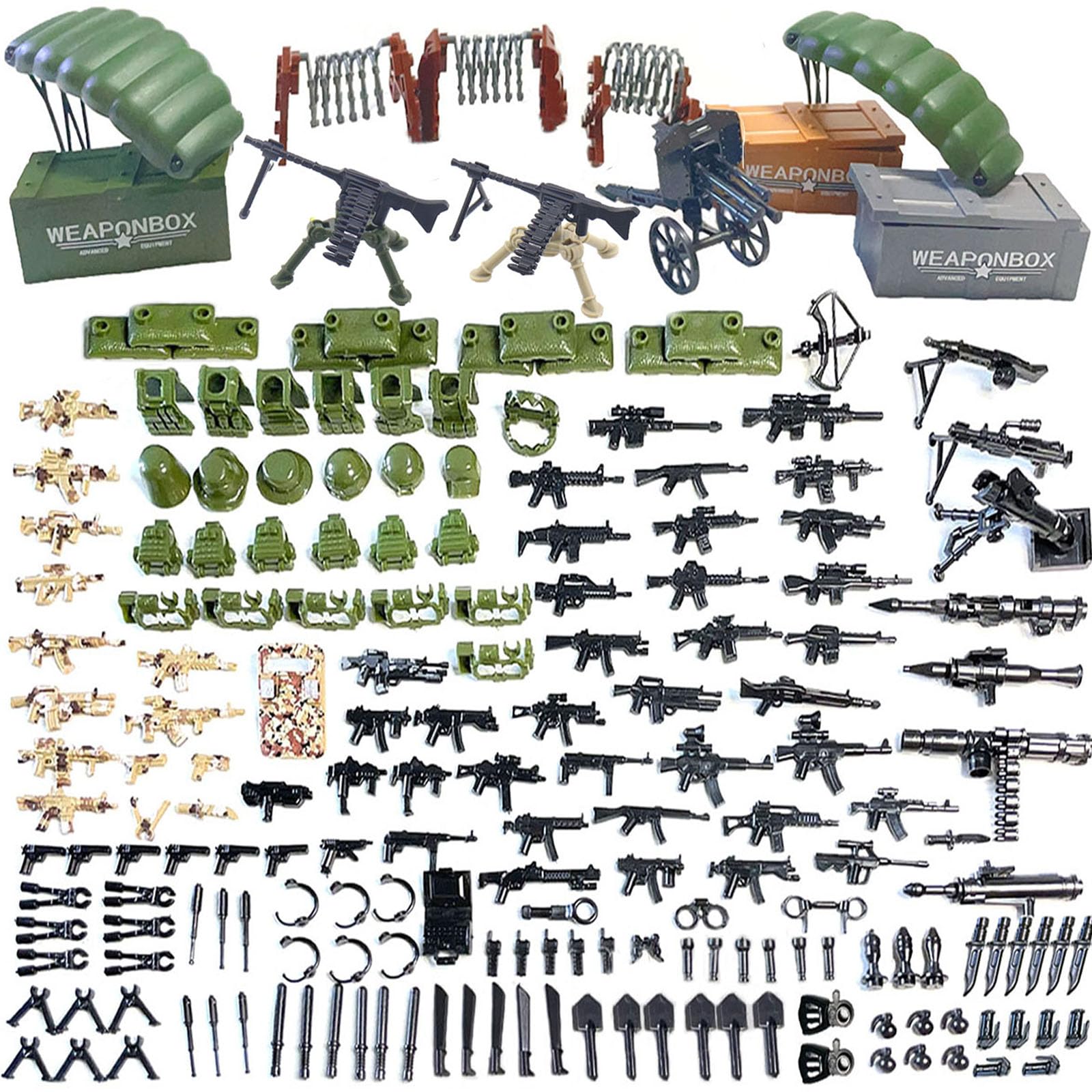 Army Soldier Toy Weapons Set - 50+ Military Guns & Gear Accessories for Kids, Compatible with Major Building Blocks - Perfect for Battle Scenes, Role Play & Collectors