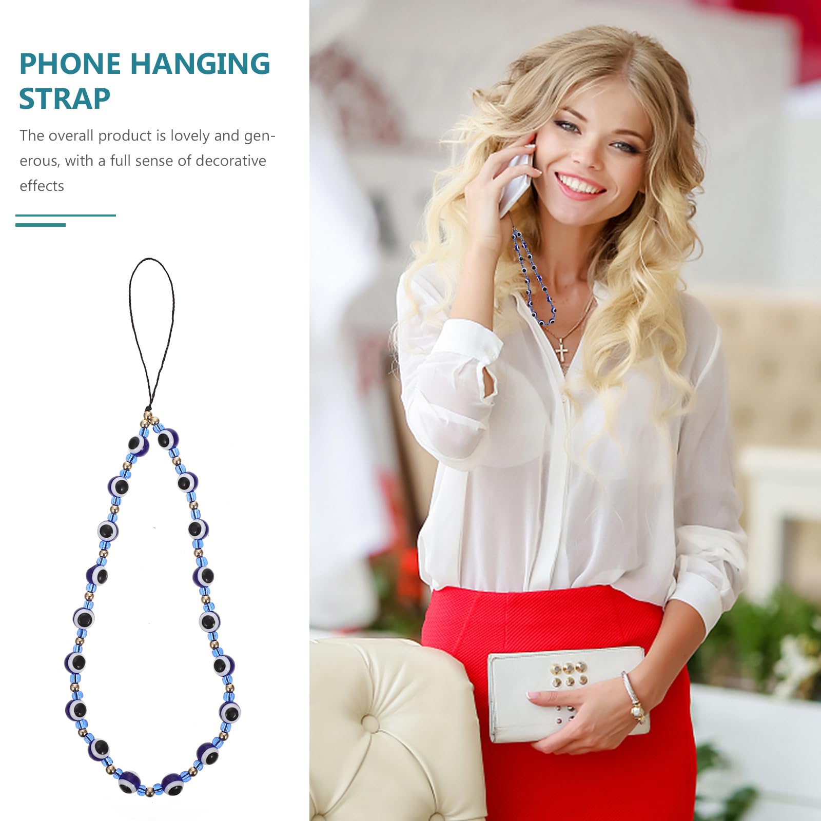 Evil Eye Phone Charm & Keychain - Cute Kawaii Phone Strap with Beads for Women & Girls | Perfect for Cellphone, Purse, Backpack & Gift Giving