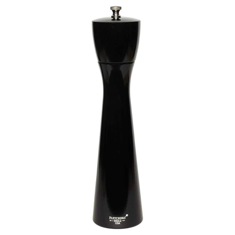 Fletchers' Mill Tronco 10-Inch Black Pepper Grinder - Premium Wooden Salt and Pepper Mill for Kitchen, Dining Table & Gourmet Cooking