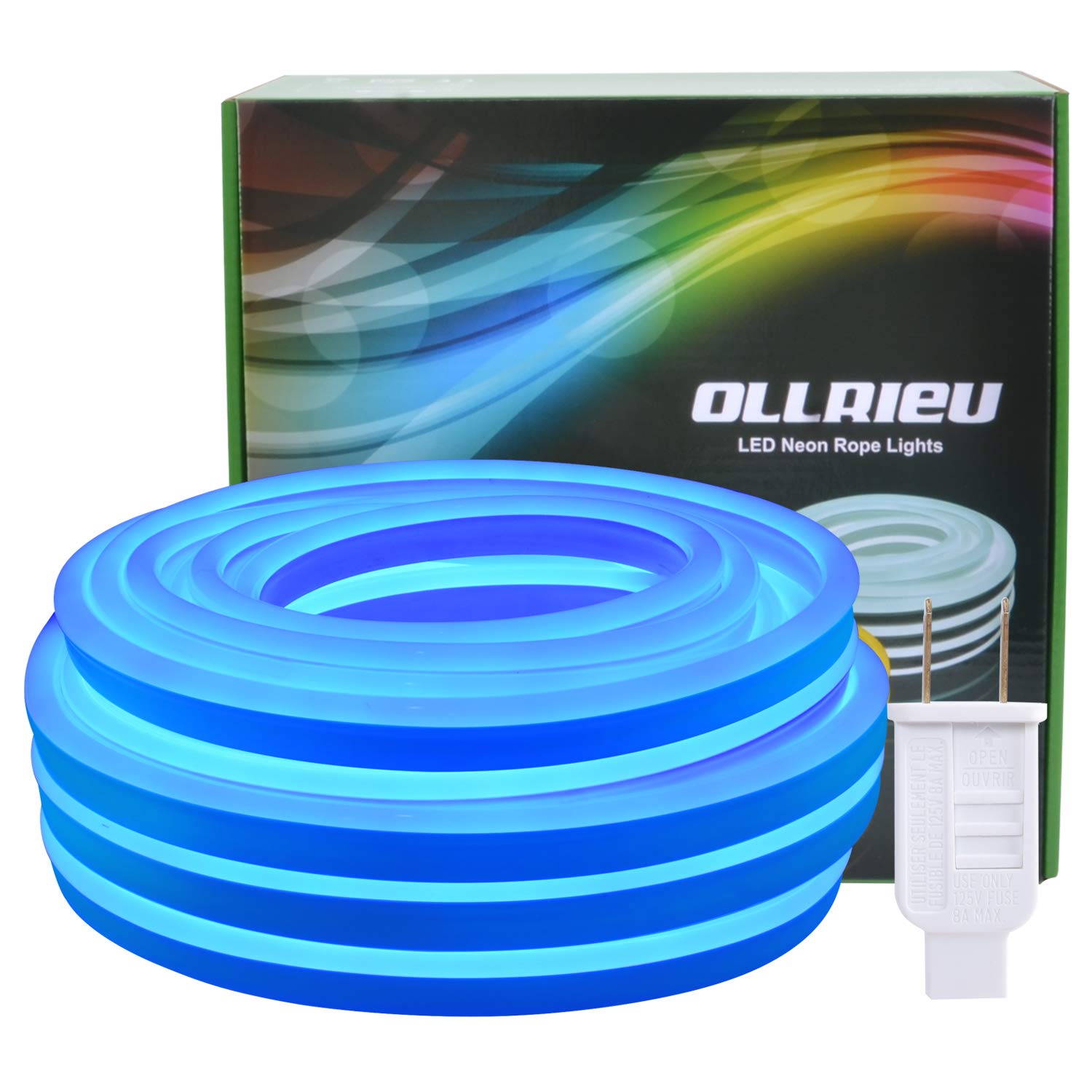 50ft Blue Neon Rope Lights Outdoor Waterproof LED Strip - Connectable 110V UL Certified Plug-in 1800 SMD 2835 Flexible Decorative Tape Lighting for Party, Bar, Pool, Patio & Garden - Perfect for Nighttime Decor & Outdoor Entertaining
