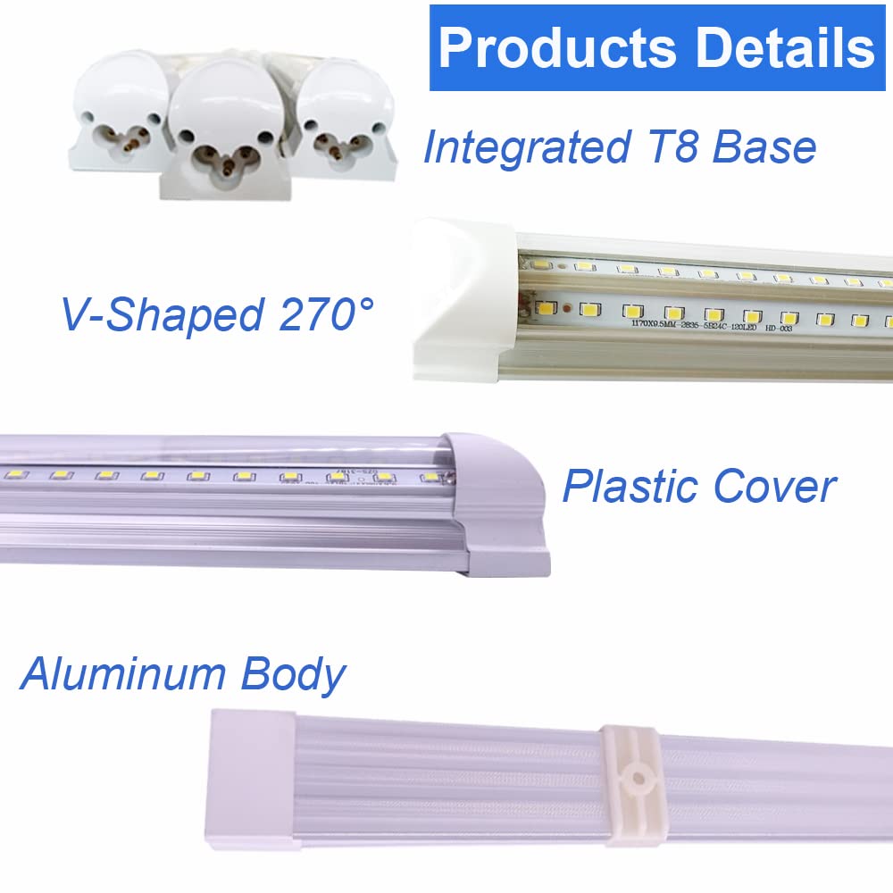 3Ft Linkable LED Shop Light - 35 Inch 28W Tube Lights, 3' Cooler Door Lighting with 36'' Integrated T8 Bulbs, 6500K 3600LM Daylight White, AC85-277V - Perfect for Ceiling, Utility Strip Bar Lamp & Indoor Commercial Spaces (Garage, Warehouse, Retail Stores)