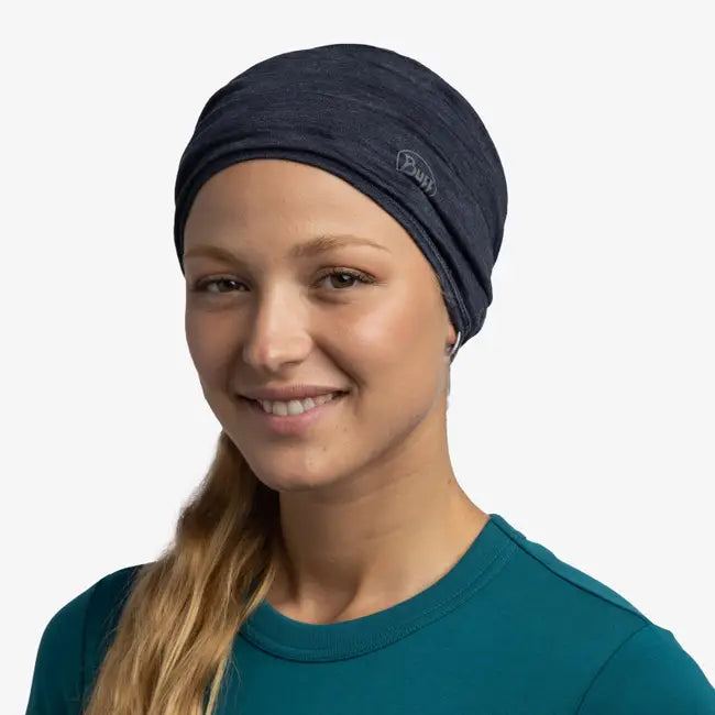 BUFF Merino Wool Lightweight Solid Night Blue Neck Gaiter - Perfect for Hiking, Running, and Outdoor Activities
